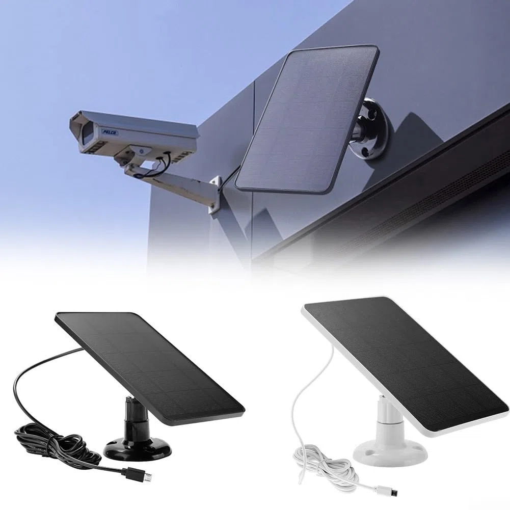 Minhe Panel de carga solar de 4 W y 5 V para eufy para cámaras REOLINK con interfaz USB y silicona monocristalina resistente a la intemperie para monitoreo continuo (blanco)