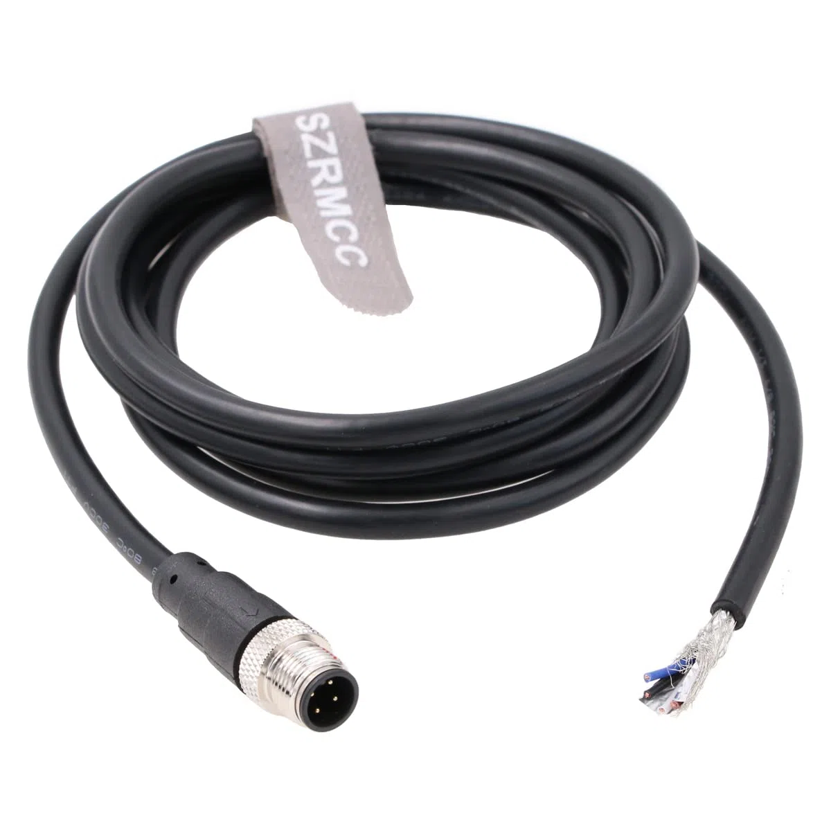 SZRMCC M12 A-Code 4 Pin Macho a Cable Desnudo Ethernet Sensor I/O Cable para Cámara Industrial Fieldbus Módulo Dispositivo Profinet 22AWG (3m)