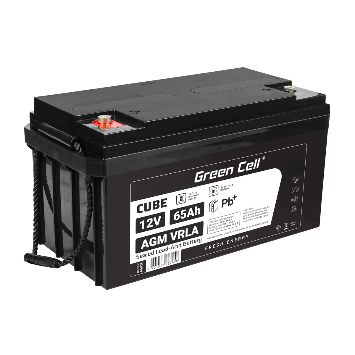 Green Cell Recambio de Batería Gel AGM 12V 65Ah Rechargeable Pila Sellada de Plomo ácido batería sin Mantenimiento Batería de Reemplazo para Camper Carro de Golf Solar Fotovoltaica Paneles