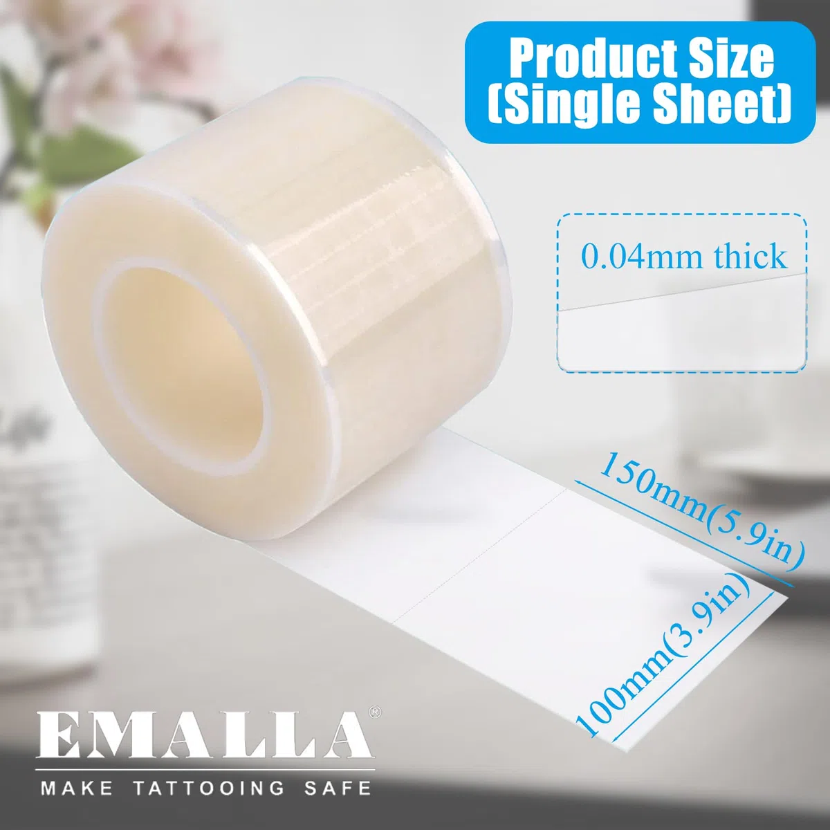 EMALLA PelíCula de Barrera 1200 Hojas 15cm x 10cm Barreras de Superficie Dentales Plastico Cubretodo para Maquina De Tatuar Agujas Tatuaje Sala dental