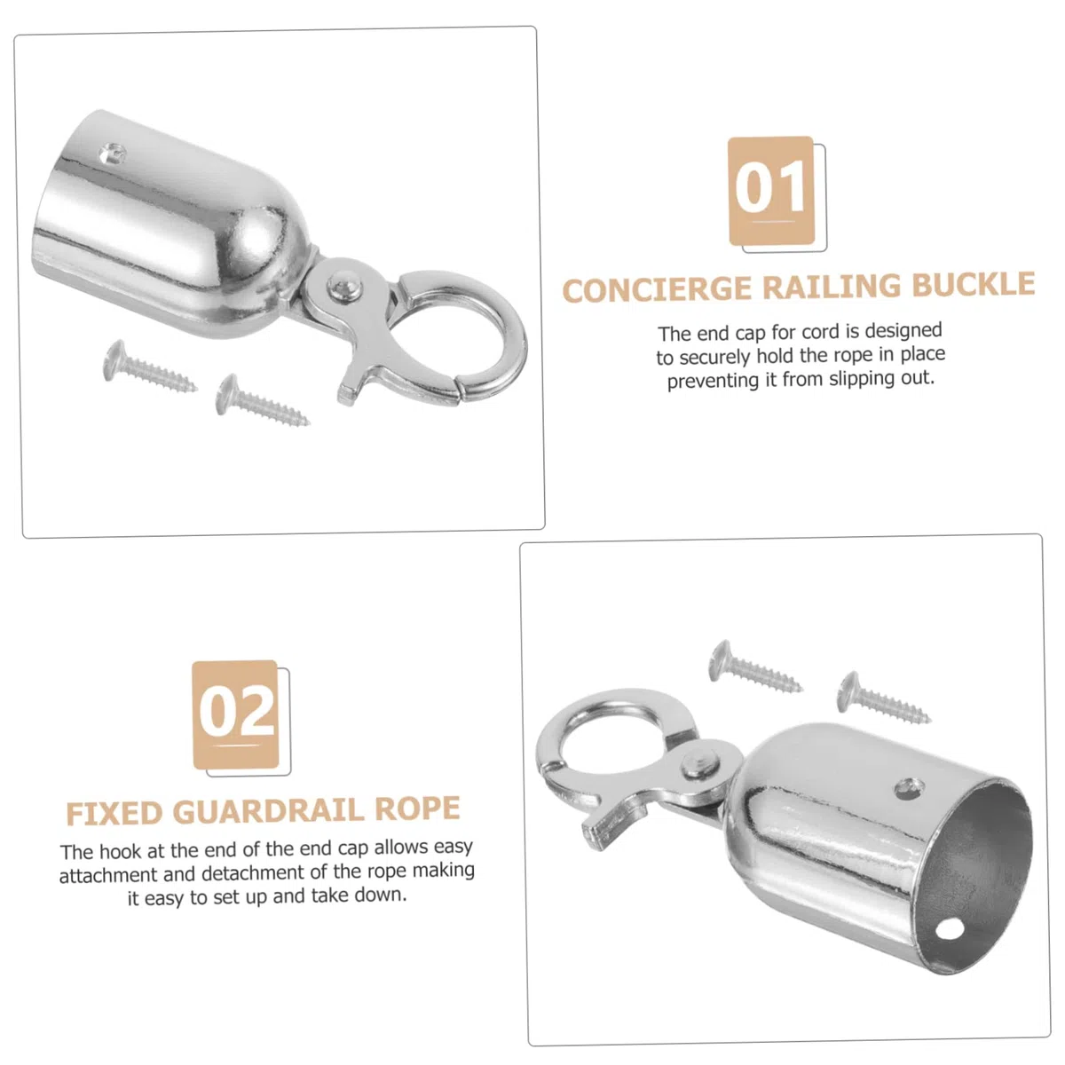 Housoutil 4piezas Tapón De Cuerda De Acero Inoxidable Para Barandillas Fijación Segura Duradera Para Cuerdas Espacios Exteriores Compatible Poste De Recepción Protección De Pasillos