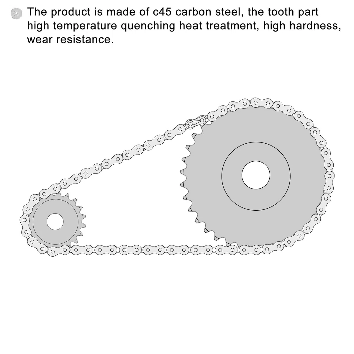 sourcing map Cadena Rodillo Rueda Dentada, 10 mm Diámetro Interior 3/8" Paso 13 Dientes una Sola Cadena Tipo B Rueda Acero Carbono A3 Cadena Rodillos para Cadena ISO 06B, 2uds