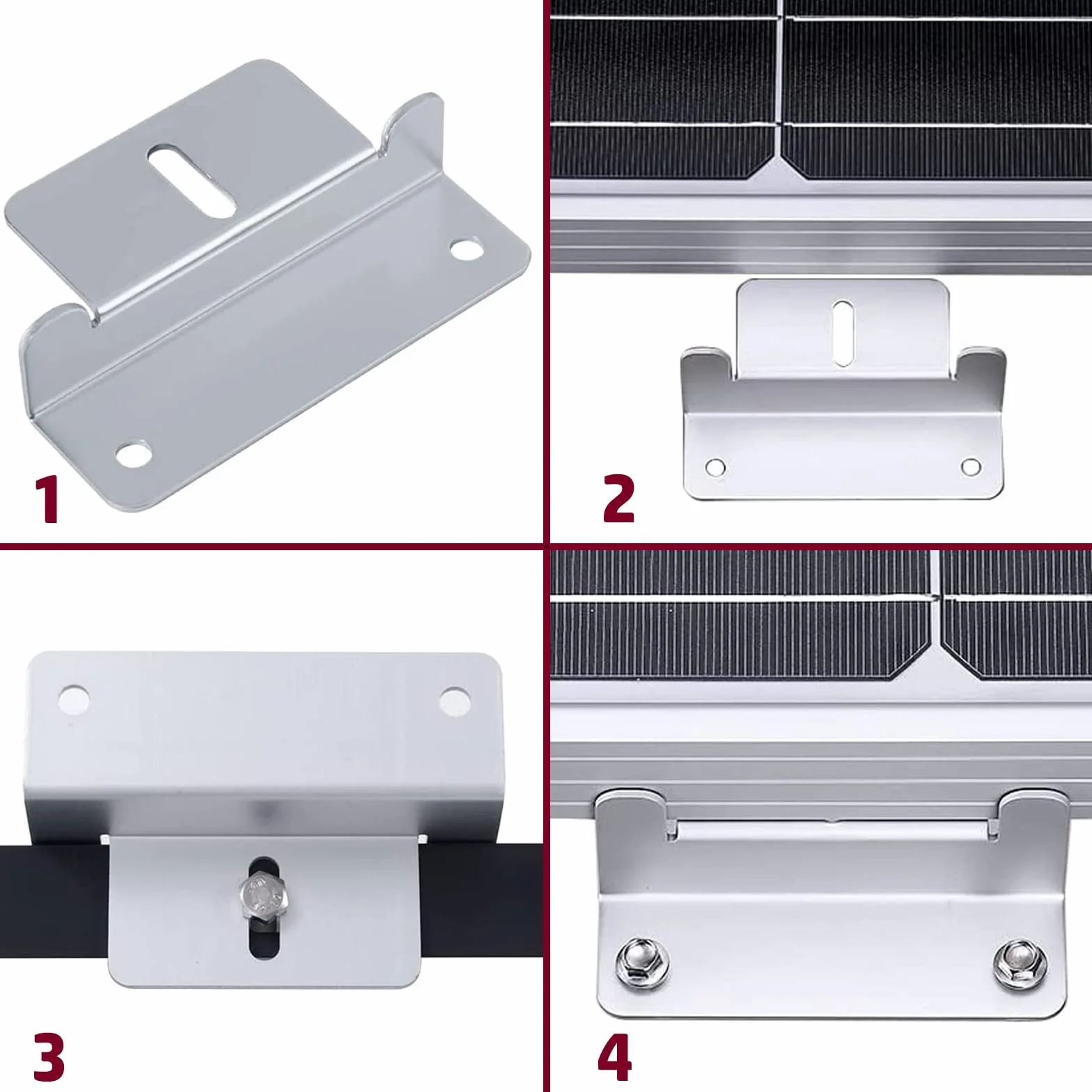 Juego de 8 soportes de panel solar de ángulo Z - Soporte de panel solar con tuercas y tornillos - Montaje en techo - para caravanas, paredes, barcos, techos