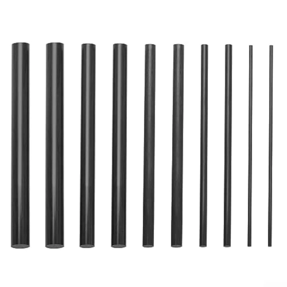 Kit de reparación de caña de pescar, tubo de fibra de carbono de 1 mm a 10 mm de diámetro por 10 cm de longitud para soluciones de fijación de caña rota (kit1)