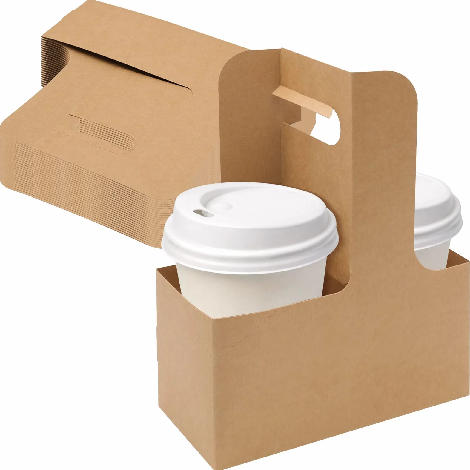 25 Paquetes Portavasos de Carton para Transportar Bebidas, Soportes de Tazas de Café Listos para Usar para Portadores de Frías y Calientes, Ideal para Llevar Vasos de Cafe y Te