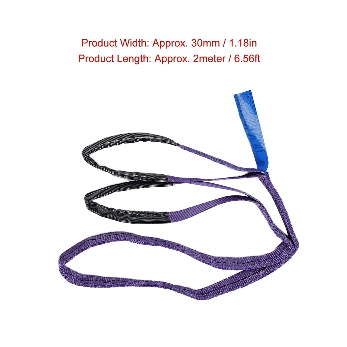 1t Correa De Elevación, Eslingas De Elevación De La Capacidad De Carga, Poliéster Resistente Para Remolque, Eslinga Redonda Para Grúa Correa Del Cabrestante La Honda(2m 6.56ft)