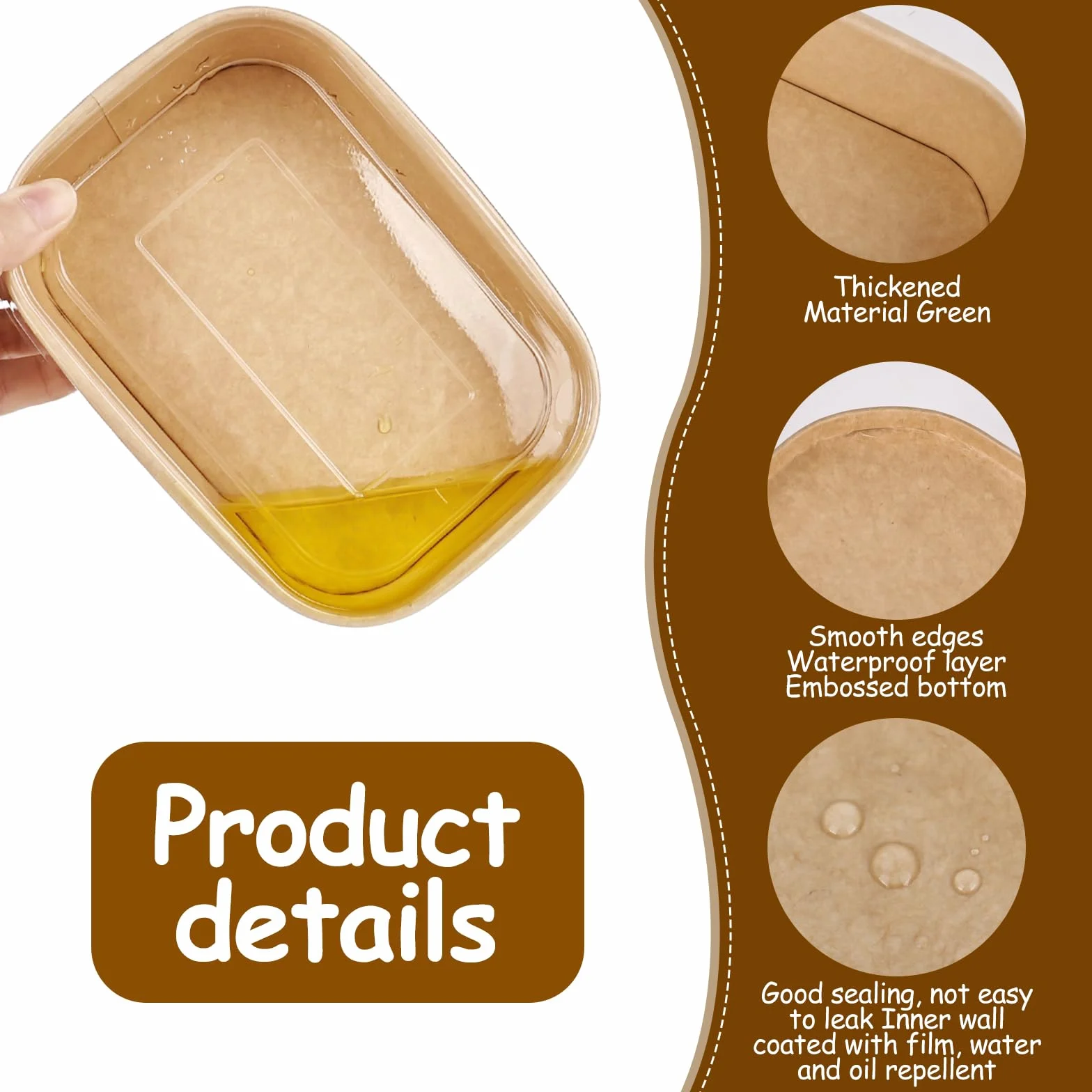 25 cuencos de papel de estraza de papel kraft de 500 ml, cuencos desechables con tapa, caja de papel para llevar, resistente al agua y al aceite, ensaladera, para comidas de trabajo