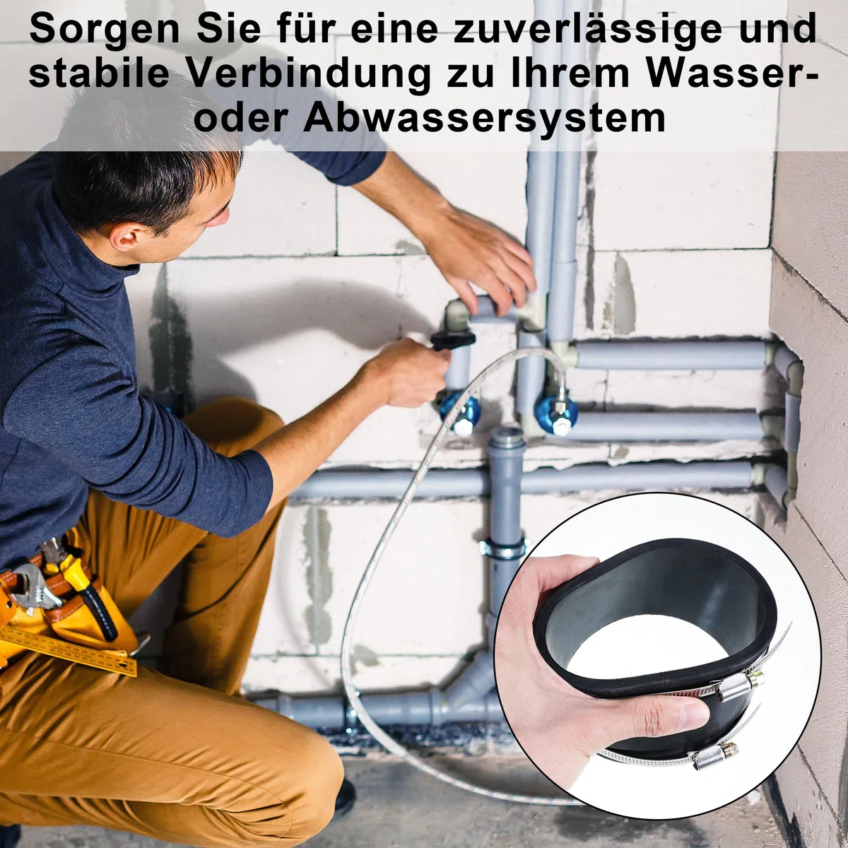 Conector de tubo de 125 mm, manguito de goma, diámetro de 125 mm, acoplamiento de goma flexible con dos abrazaderas de acero inoxidable, manguito reductor de ruido para ventilador de tubo, filtro de