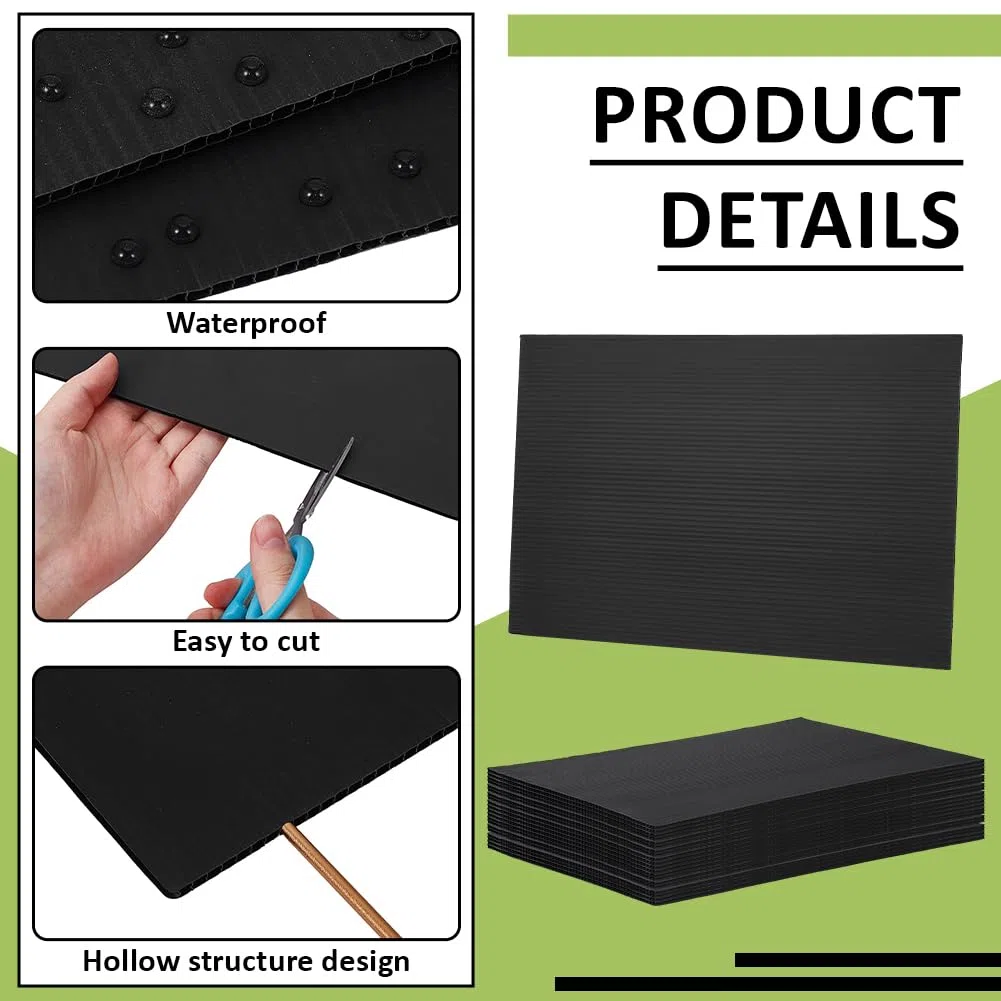 BENECREAT 25 hojas de plástico corrugado, 303 x 200 mm, cartón corrugado para pósteres, carteles en blanco para patio, oficina, jardín, interior, decoración de fiestas, 3 mm de grosor