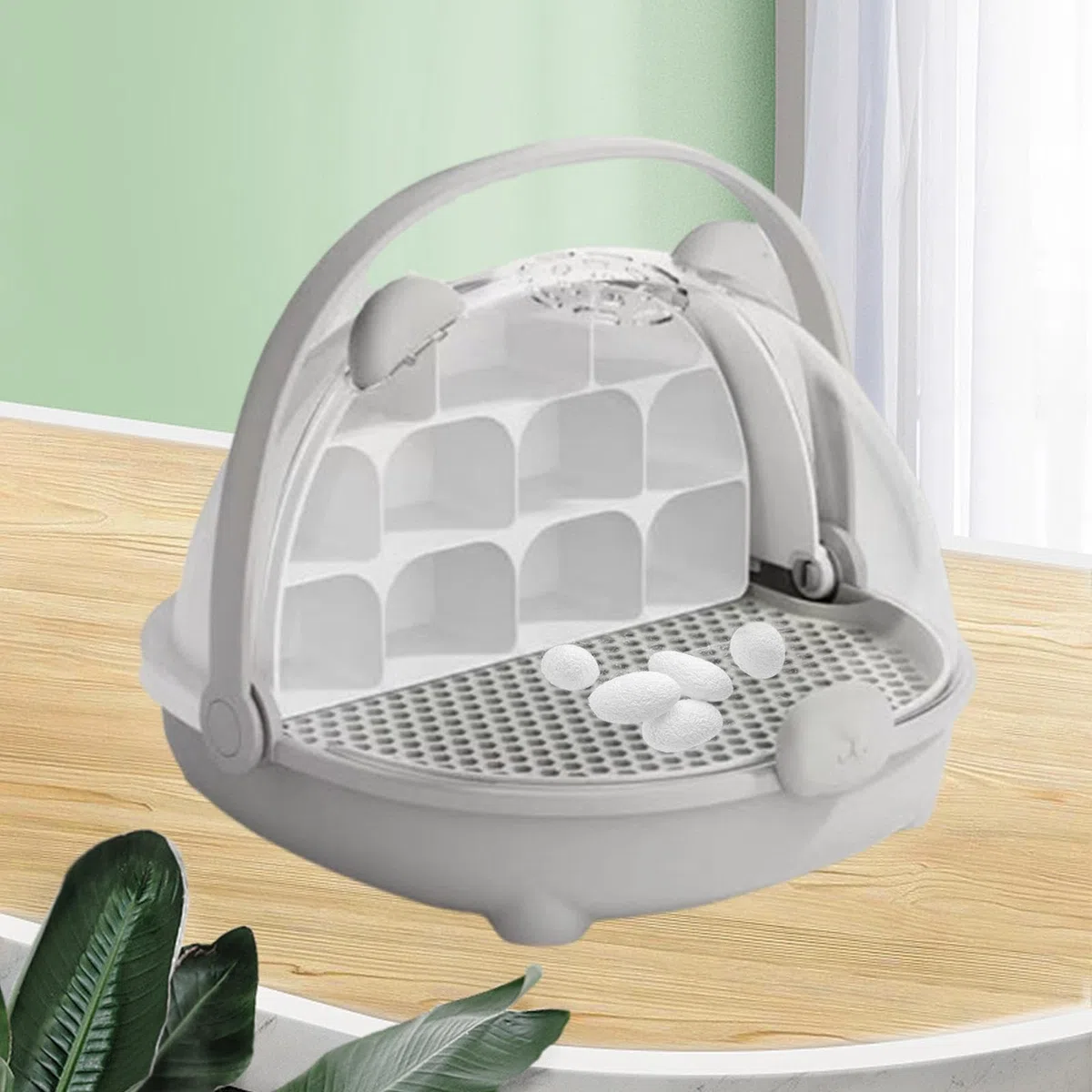 LOVIVER Caja de cría de Gusanos de Seda Recipiente de reproducción de Animales pequeños fáciles de observar con la Caja de Crecimiento de la Cabina de, Gris
