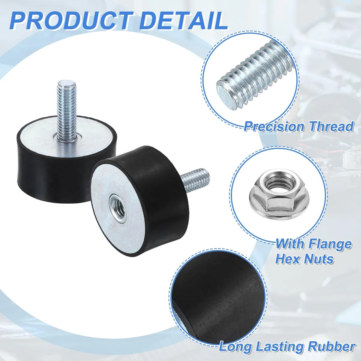 QUARKZMAN 2Pcs M8x20mm Soporte de Caucho Goma, 40x20mm(DxH) Aislamiento de Vibraciones Cilíndrico de Goma Amortiguador de Vibraciones con Tuerca de Coche Compresores de Aire