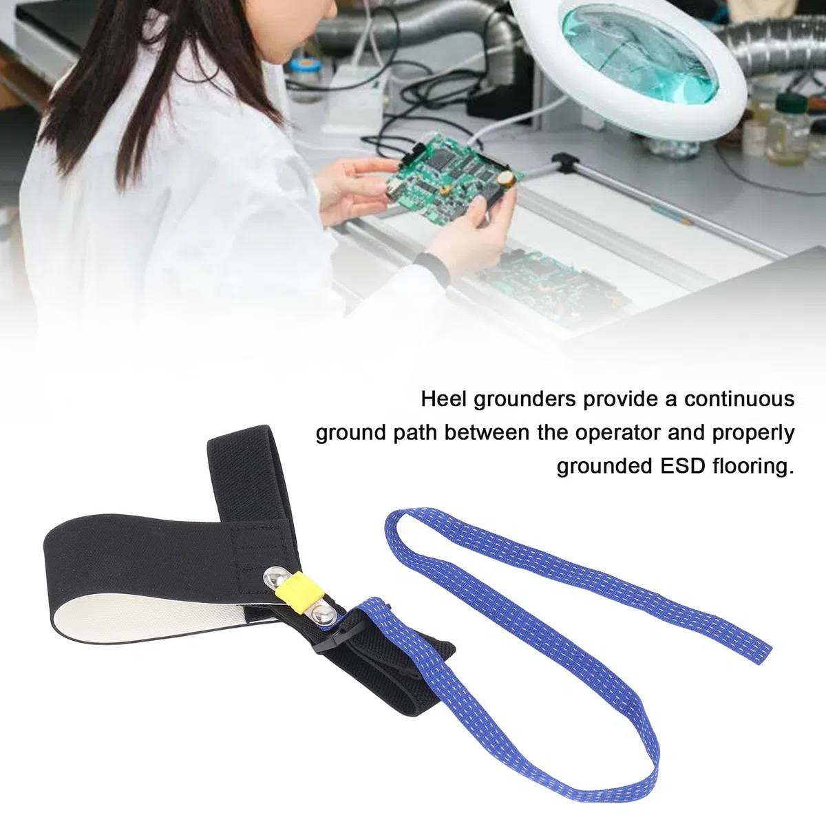 ESD Correa Ajustable de Poliuretano Reversible, Cinta Antiestática para Laboratorio, Diseño de Copa, Cómodo y Durable para Entornos de Trabajo Seguro