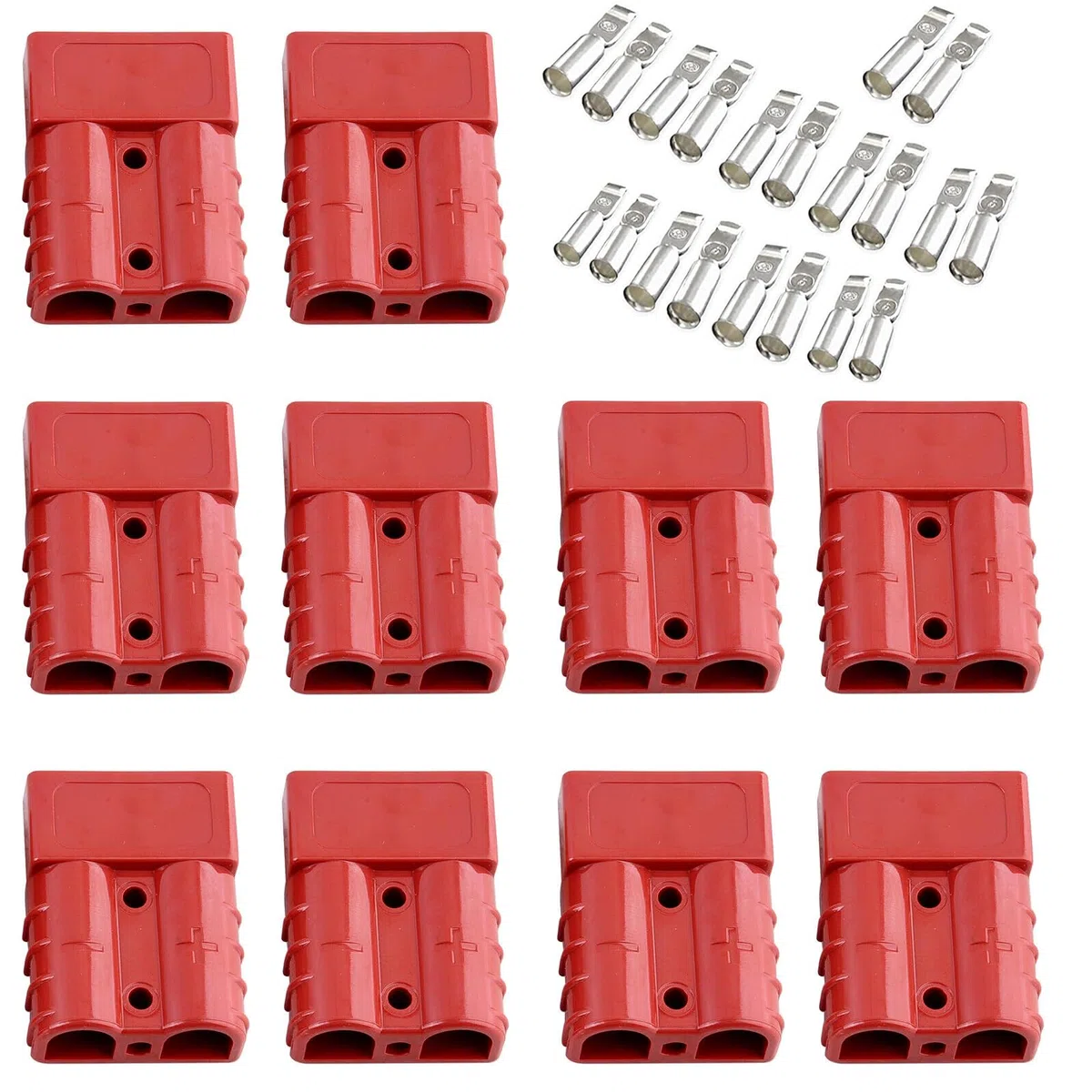 10Pcs Anderson Conector 50A 24V/600V Conector de batería de desconexión rápida Conectores de potencia modulares Kit de conexión rápida Anderson (rojo 50A)