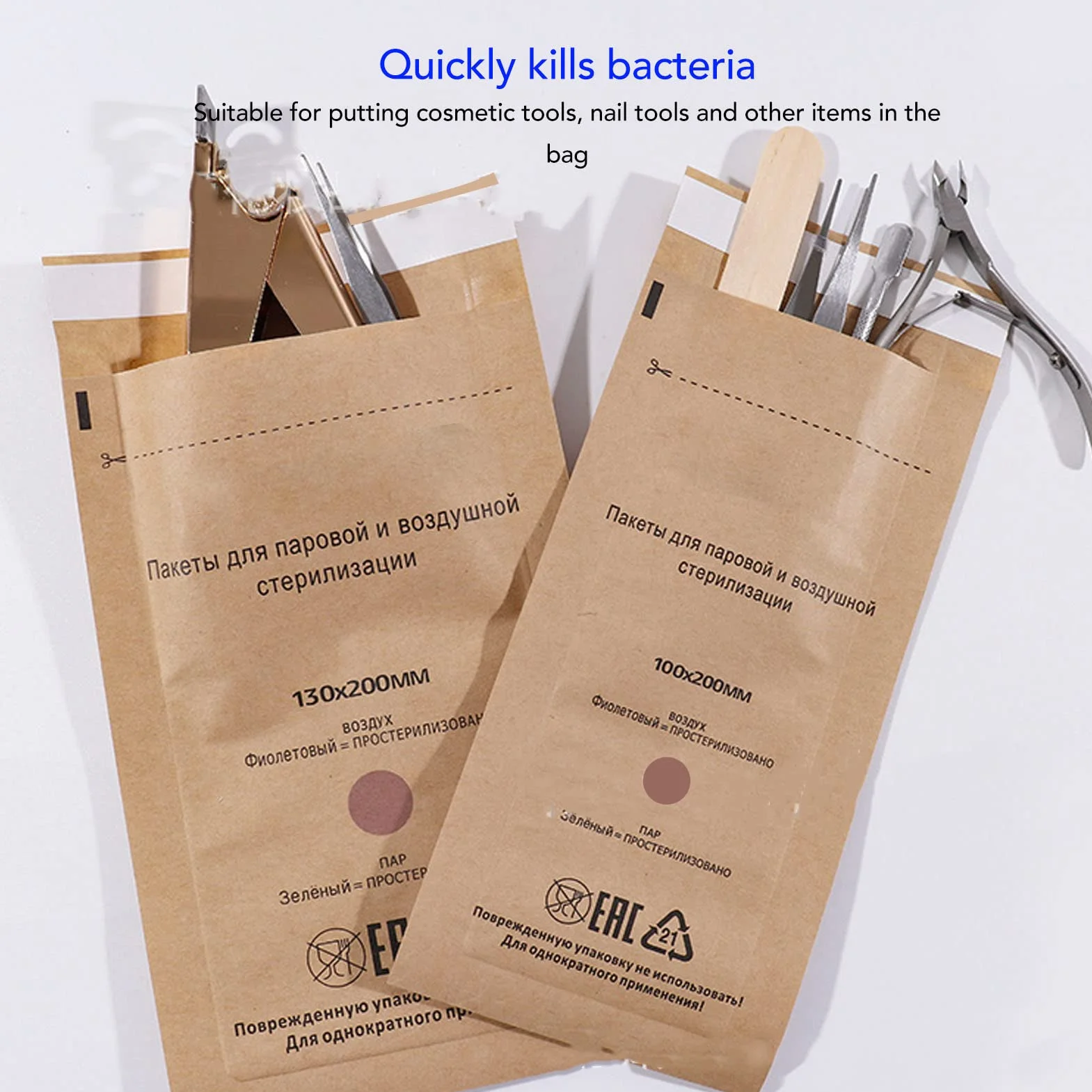 Bolsas de Esterilización Desechables de Papel Autosellantes, 100 Unidades, para Decoración de Uñas y Belleza de Cavidad Bucal