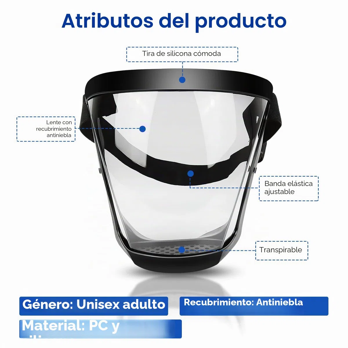 Máscara de cara completa, visera protectora transparente, antiestática ajustable, escudo facial, HD Máscara protectora de cara completa a prueba de salpicaduras de spray universal