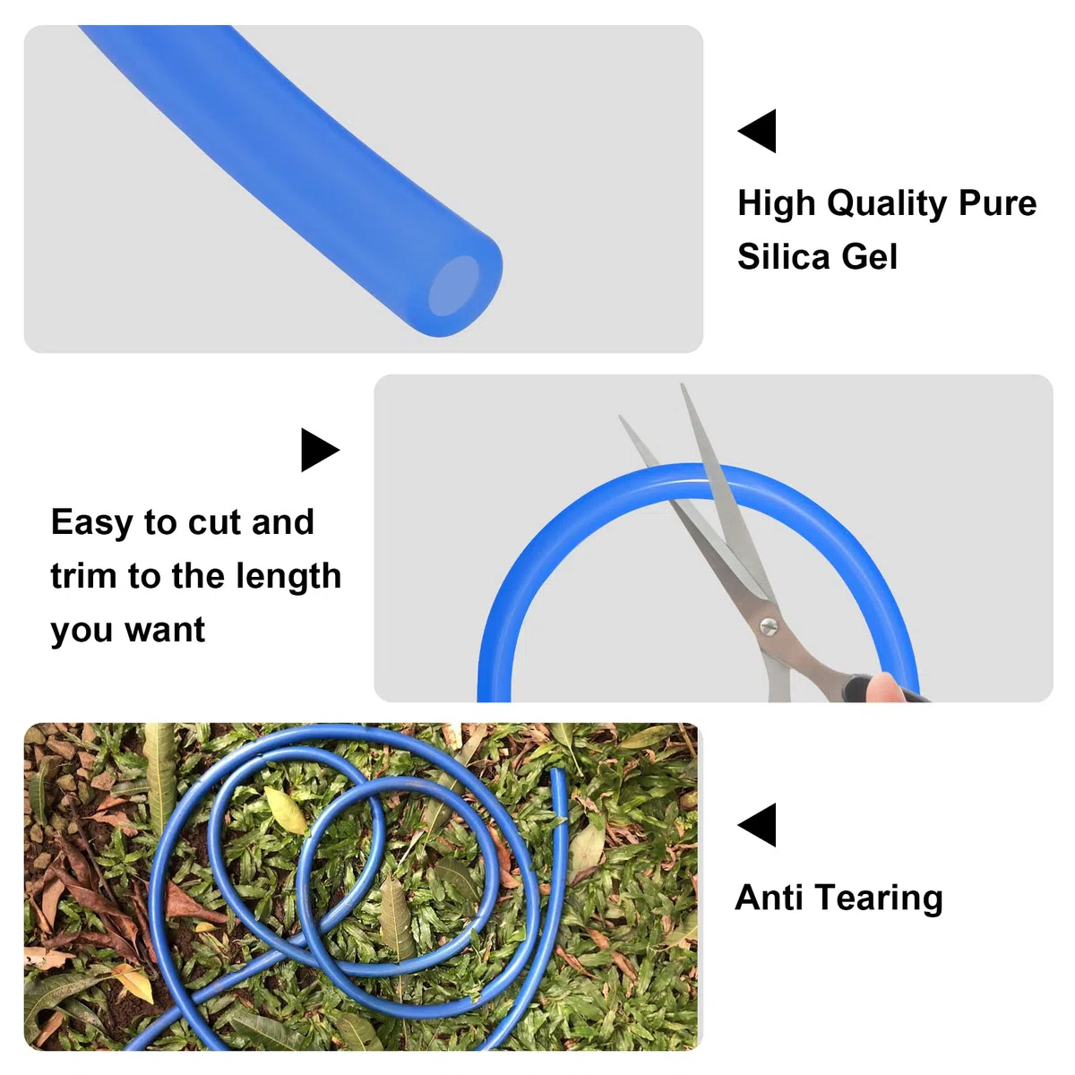 Manguera de silicona, 6 mm ID x 12 mm OD, grosor de pared de 3 mm, manguera de silicona flexible de 2 m para transmisión de aire y agua, vacío neumático, azul