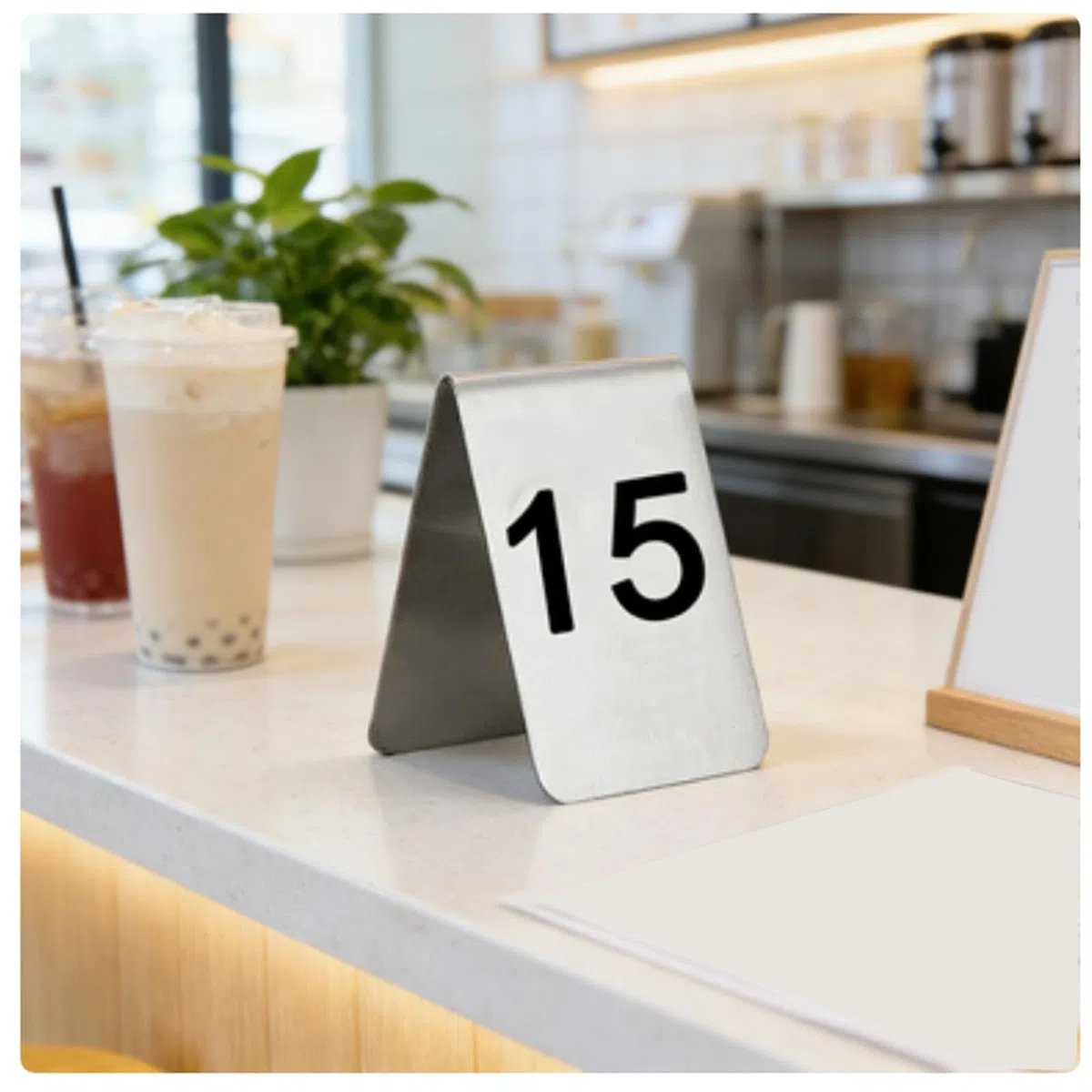 Juego De 15 Tarjetas De Números De Mesa De Restaurante, 1-15, Tarjetas De Números De Mesa Estilo Tienda De Doble Cara, Adecuadas for Fiestas, Banquetes Y Eventos(1-10)