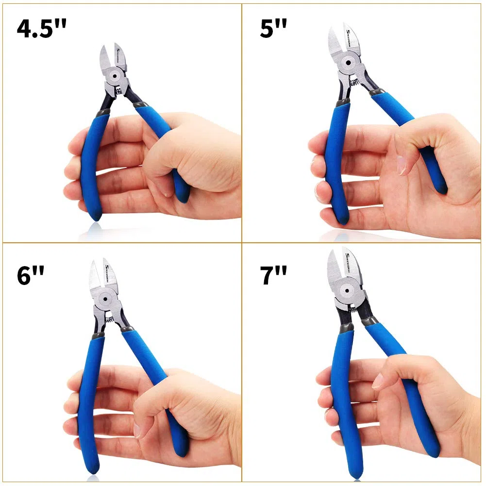 SPEEDWOX Cortadores de descarga de 4 – 1/2 pulgadas mini alicates de microplástico corte de alambre en ángulo acero de alto carbono alta palanca con herramientas de resorte fabricación de joyas