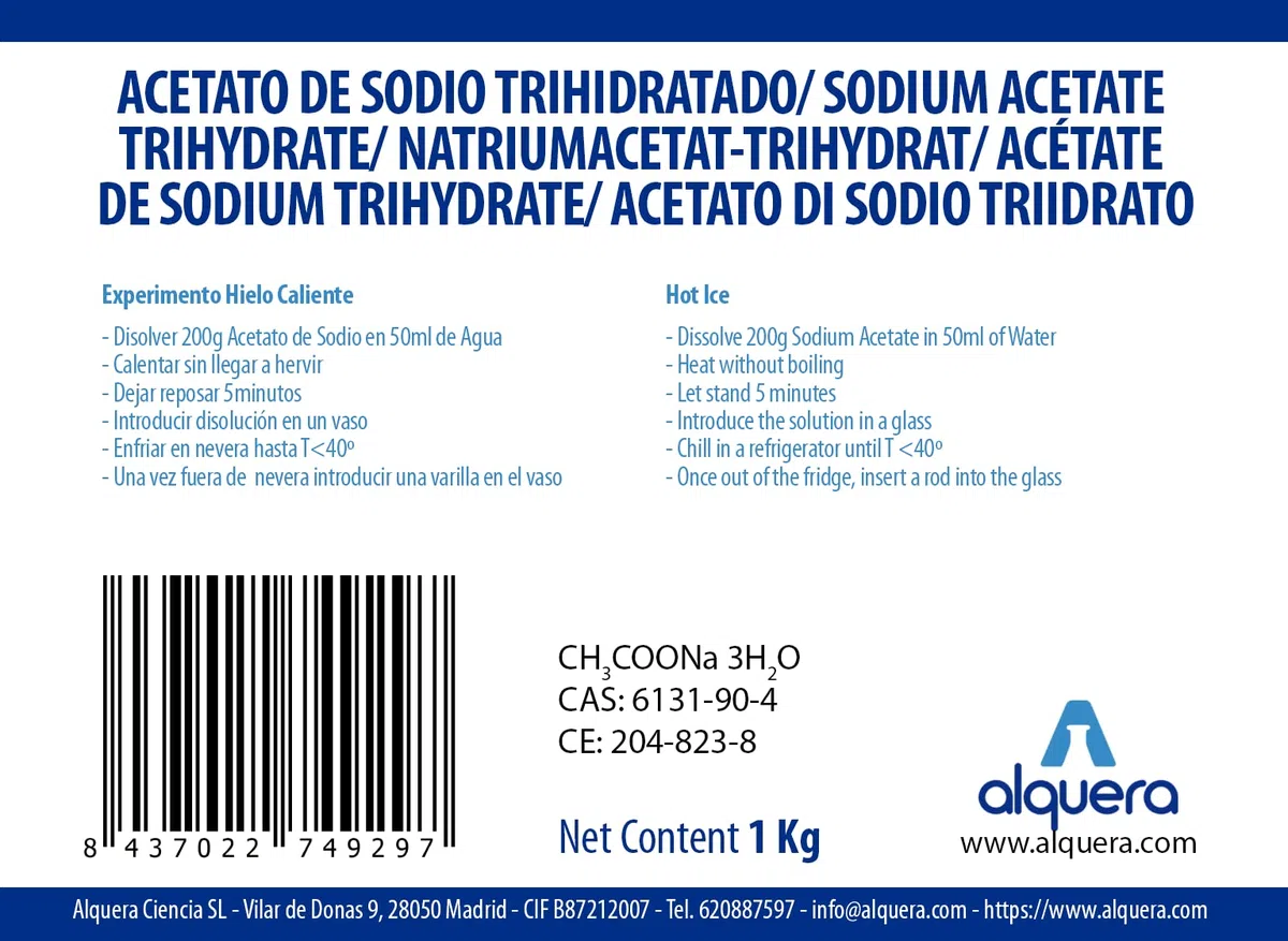 Acetato de Sodio Trihidratado 1Kg