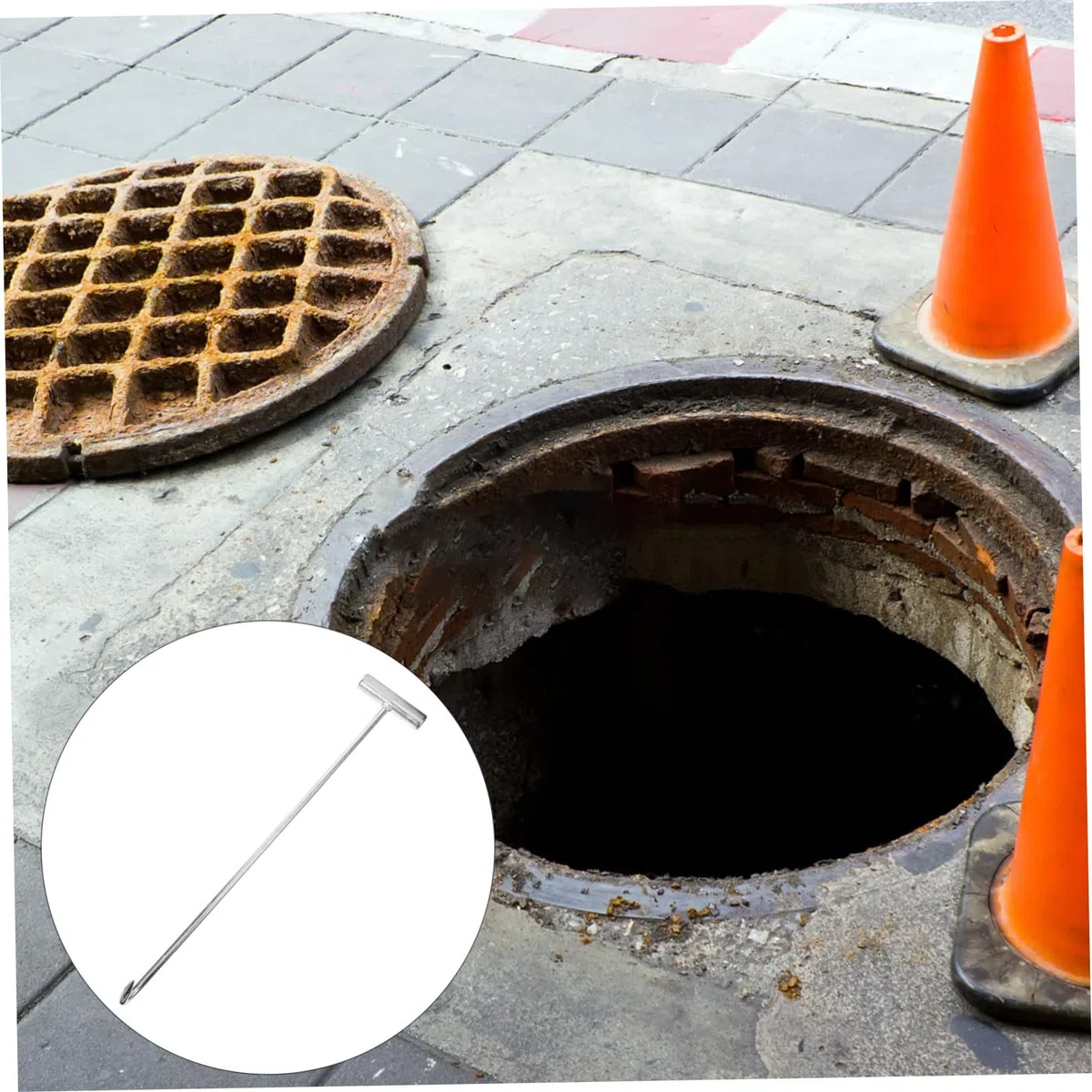 ULTECHNOVO Gancho De Tapa De Alcantarilla Herramienta Para Tirar Del Resorte Del Trampolín Gancho De Elevación De La Tapa De Alcantarilla Herramientas Planchar Herramienta De Elevación