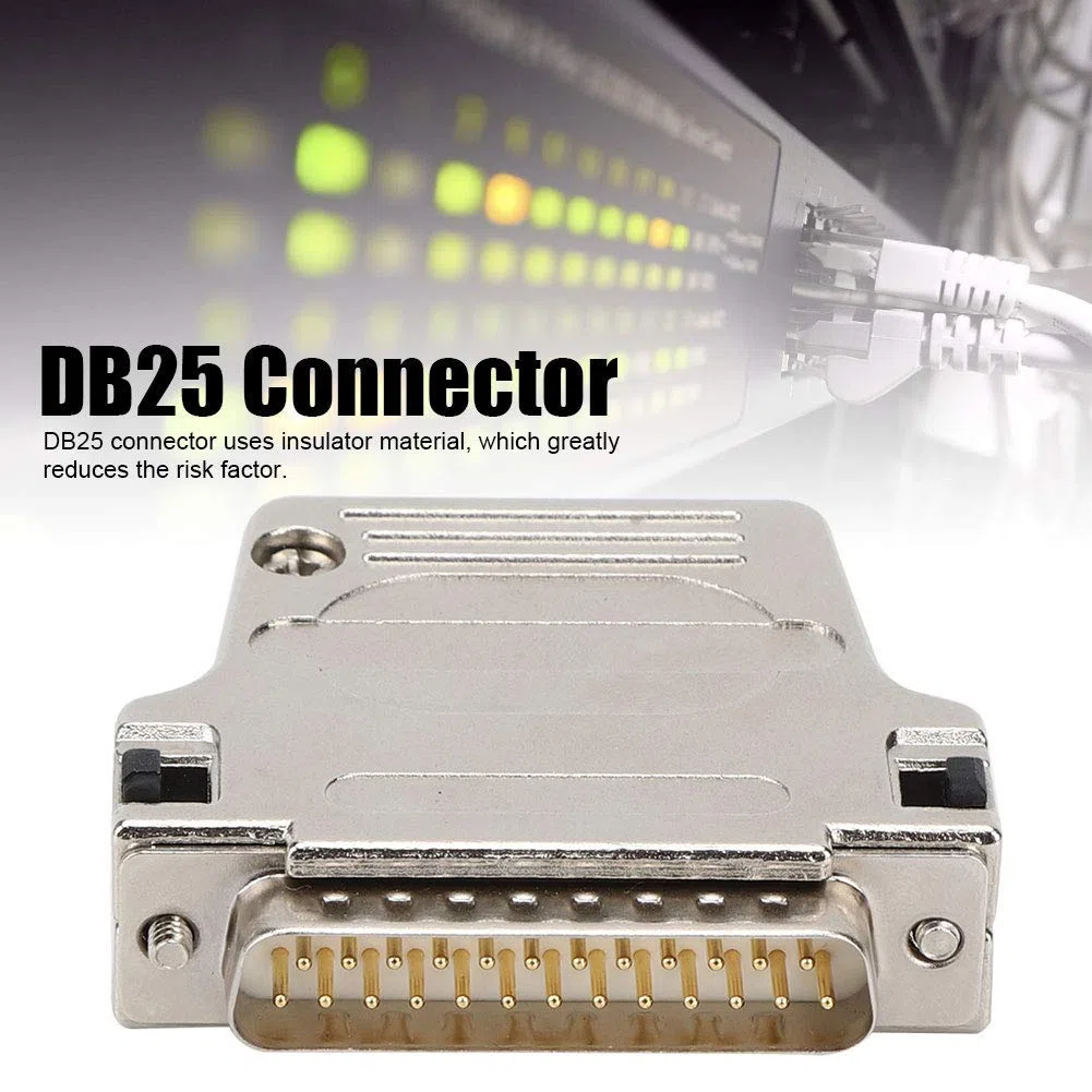 Conector de Metal DB25, Conector Femenino de 25 Pines Metal de Alta Frecuencia Ensamblado D - Sub Conector para PCB, Conectores y Adaptadores