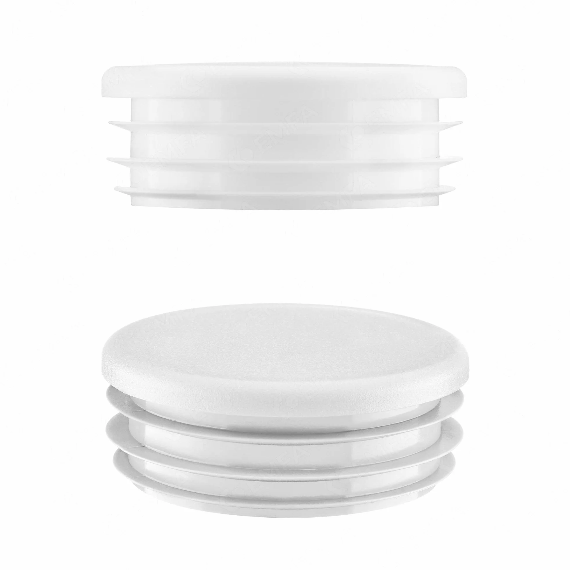 EMFA Tapa de Tubo Redonda Acanalada 120 mm Bianco - 1 Pieza de Plástico para Tubo de Acero - 12 cm