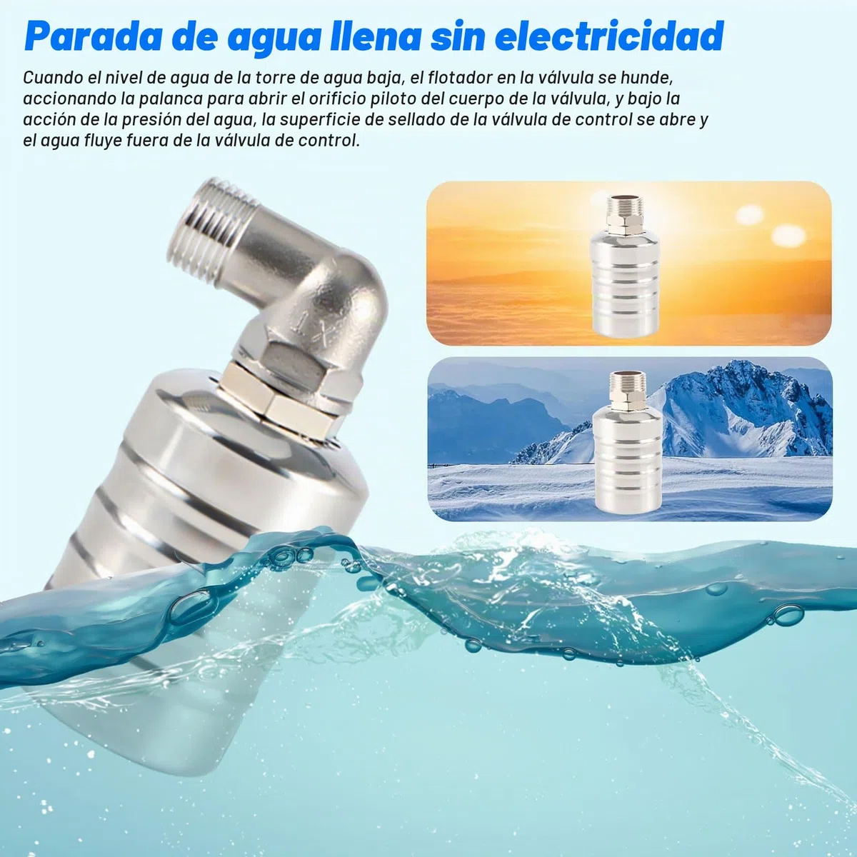 Válvula flotante de control de nivel de agua totalmente automática de acero inoxidable 304, controlador automático de nivel de agua para tanque de agua, (4 puntos de agua lateral + fuelle de 30 cm)
