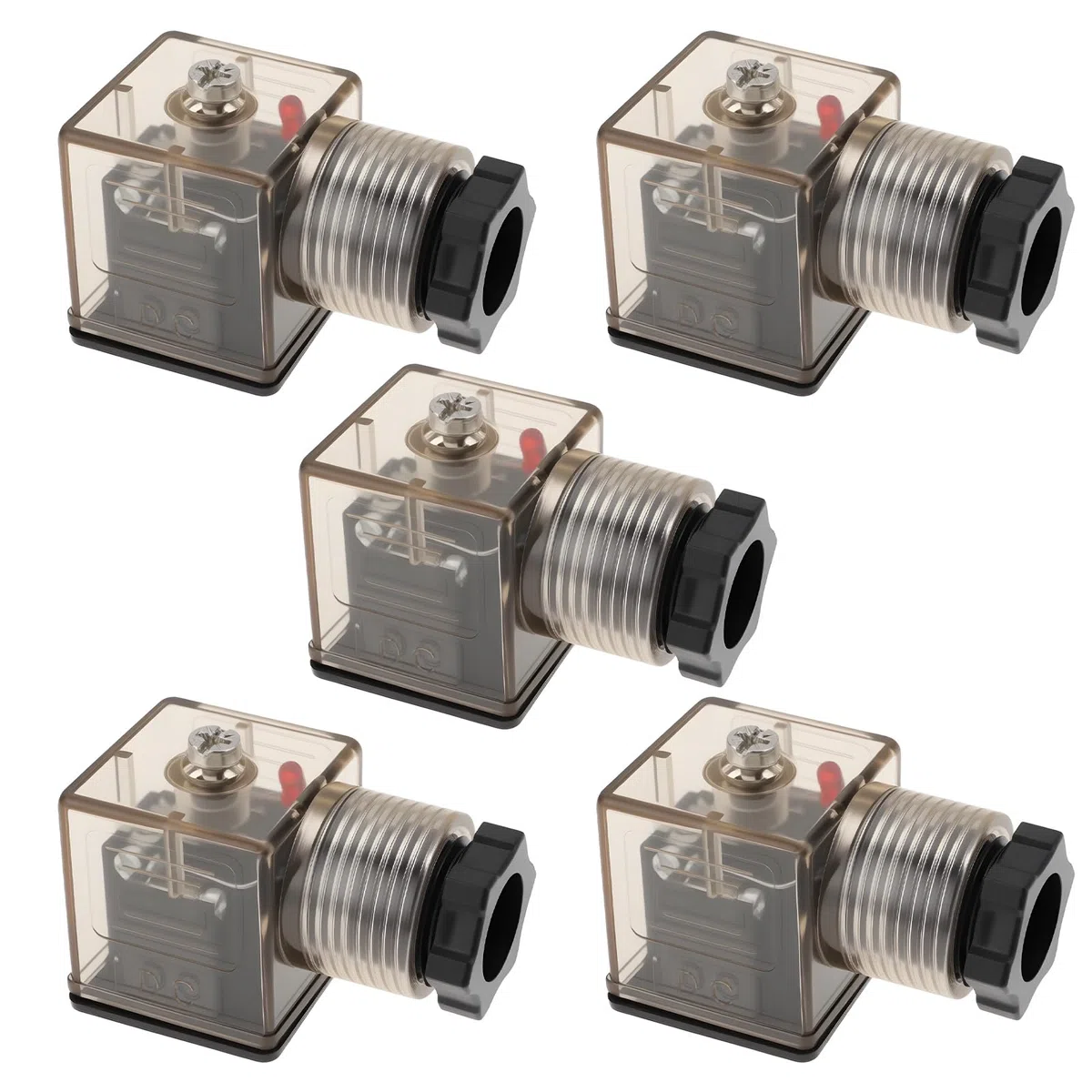 Conector de Bobina Solenoide DIN 43650 A 5 Unidades 24 V CC Tipo PG11 con LED 2 Polos Tierra U2