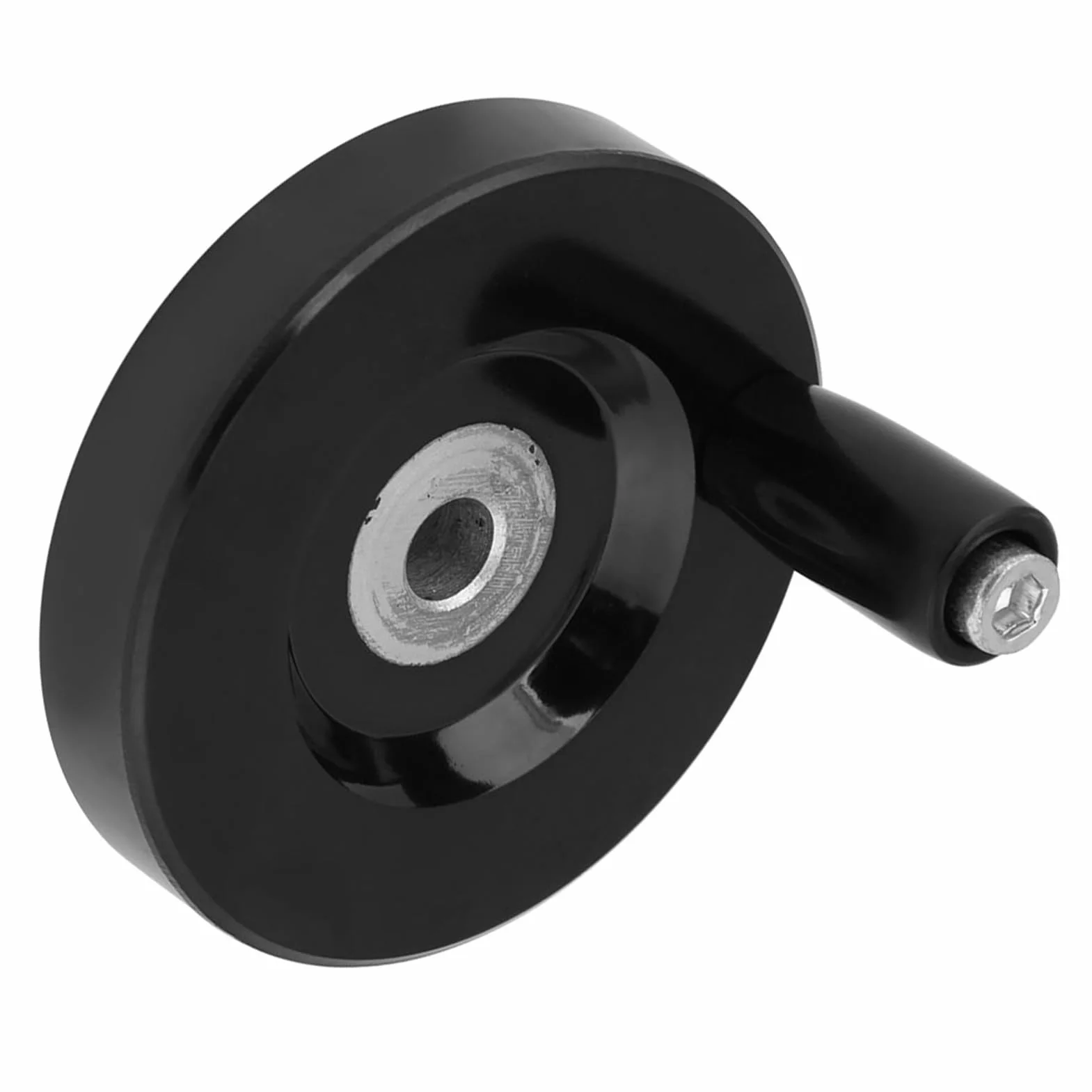 Hyuduo Rueda de Mano para Fresadora y Torno Baquelita 8x63mm Negra Redonda con Mango Giratorio Antideslizante Industrial
