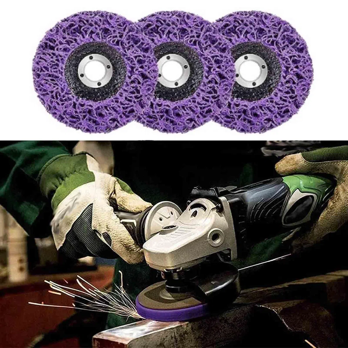 5 Piezas Discos de Limpieza Gruesos 125 mm Discos de Limpieza Abrasivos para Amoladora Angular Eliminacion de Oxido Pintura Descamacion en Metal Madera Piedra y Cemento (Morado)