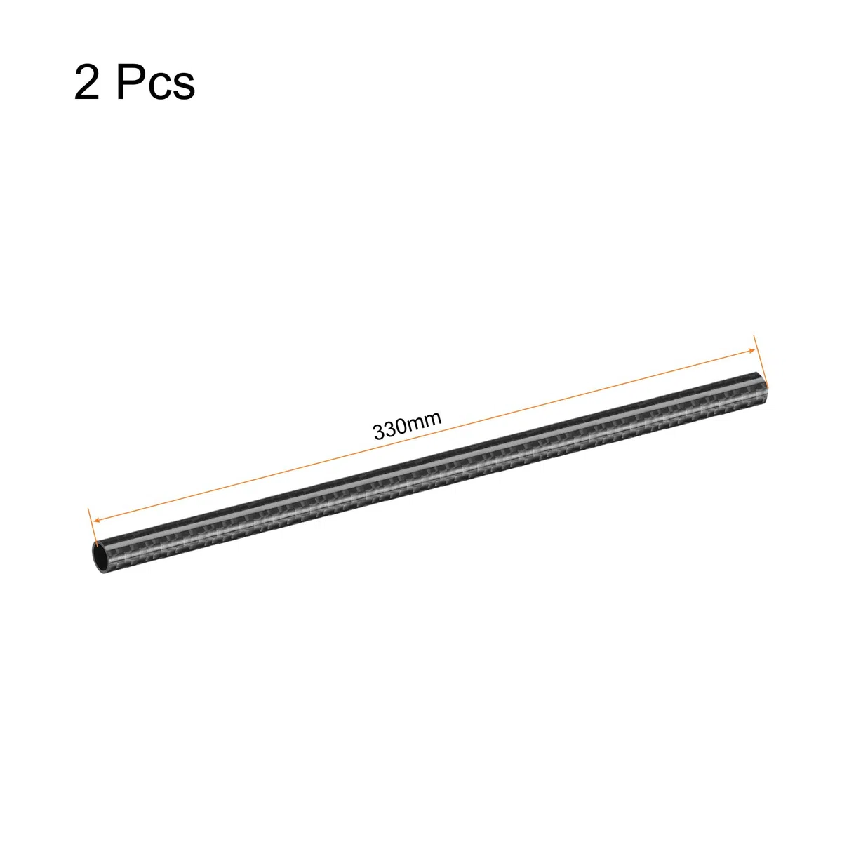 sourcing map Carbono Fibra Redondo Tubo 8x6x330mm 3K Rollo Envuelto Brillante Superficie para RC Aeroplano Cuadricóptero 2uds