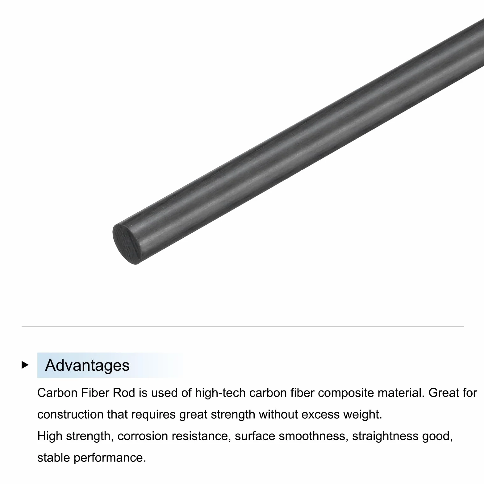 QUARKZMAN Varilla de Fibra de Carbono, Barra de Carbono de 6 mm x 400 mm para Aviones RC, Manualidades, Cometa, Tubo de Ala de Quadcopter, Reparación de Brazos, Paquete de 4