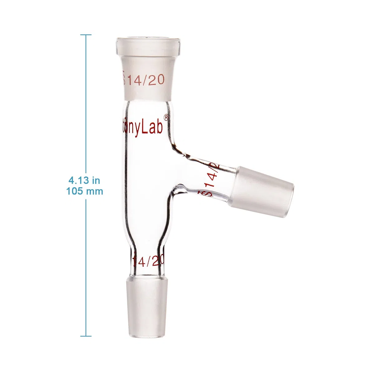 Adaptador de destilación StonyLab de 3 vías con juntas 14/20 para aparatos de destilación