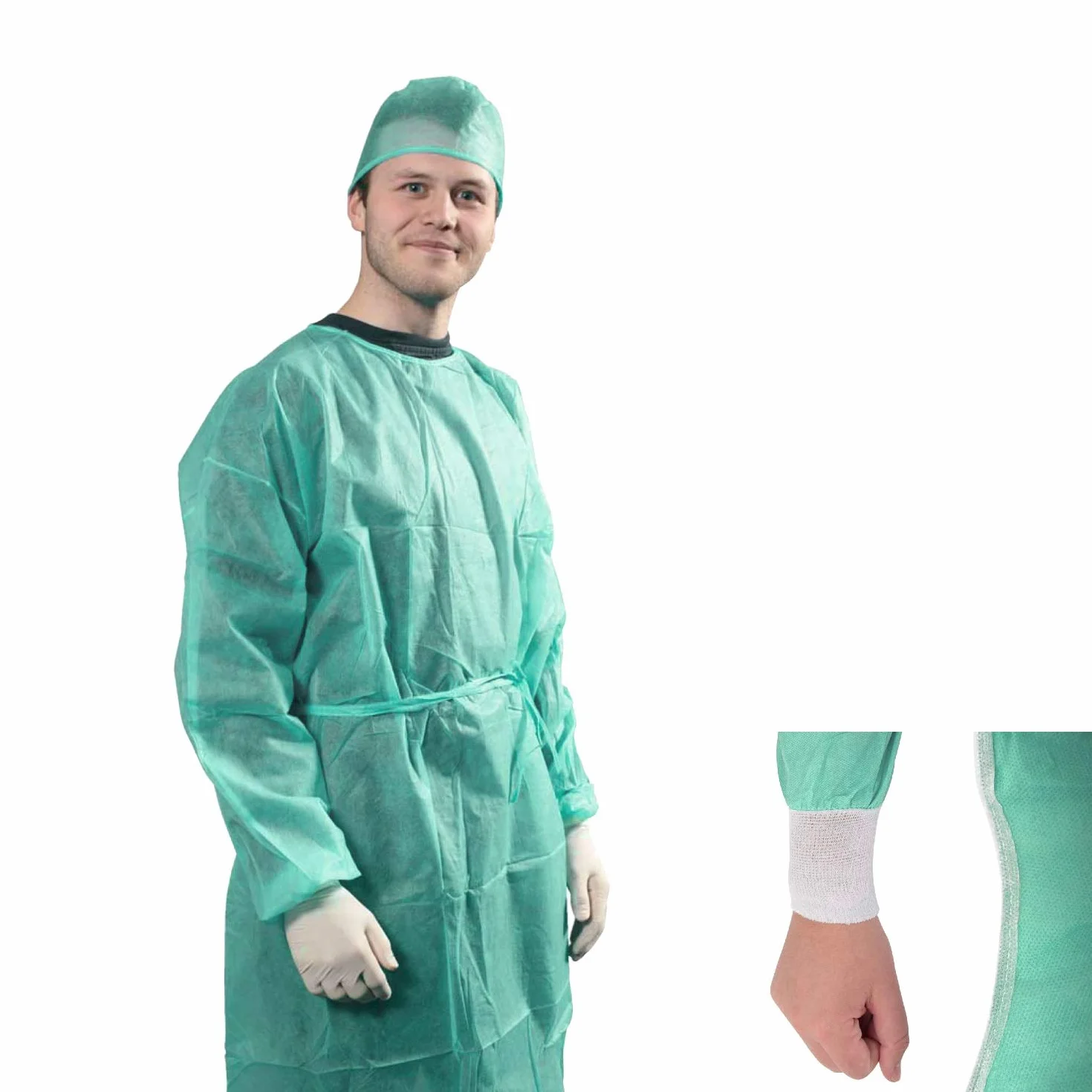Bata desechable médicos TNT 25 gr DM Clase I Bata de trabajo desechable para visitante paciente con elásticos