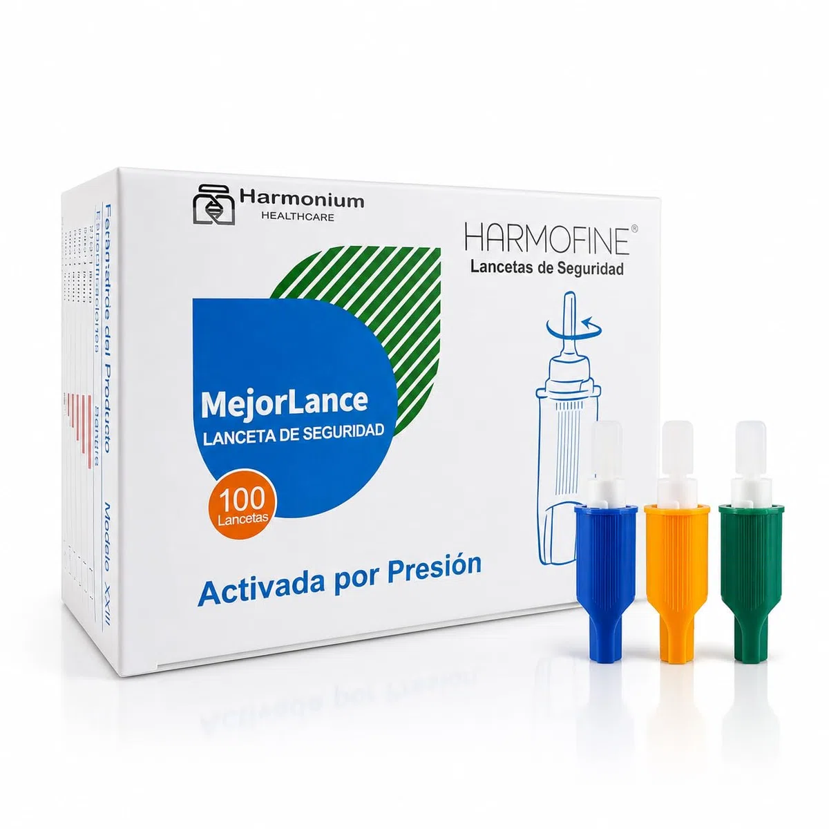 Lancetas de Seguridad Desechables Harmofine 30G | Lancetas Esteriles Universales | Caja 100 Unidades | Uso Diario y Profesional | Compatibles con Dispositivos de Lectura | Diseño Cómodo y Práctico.
