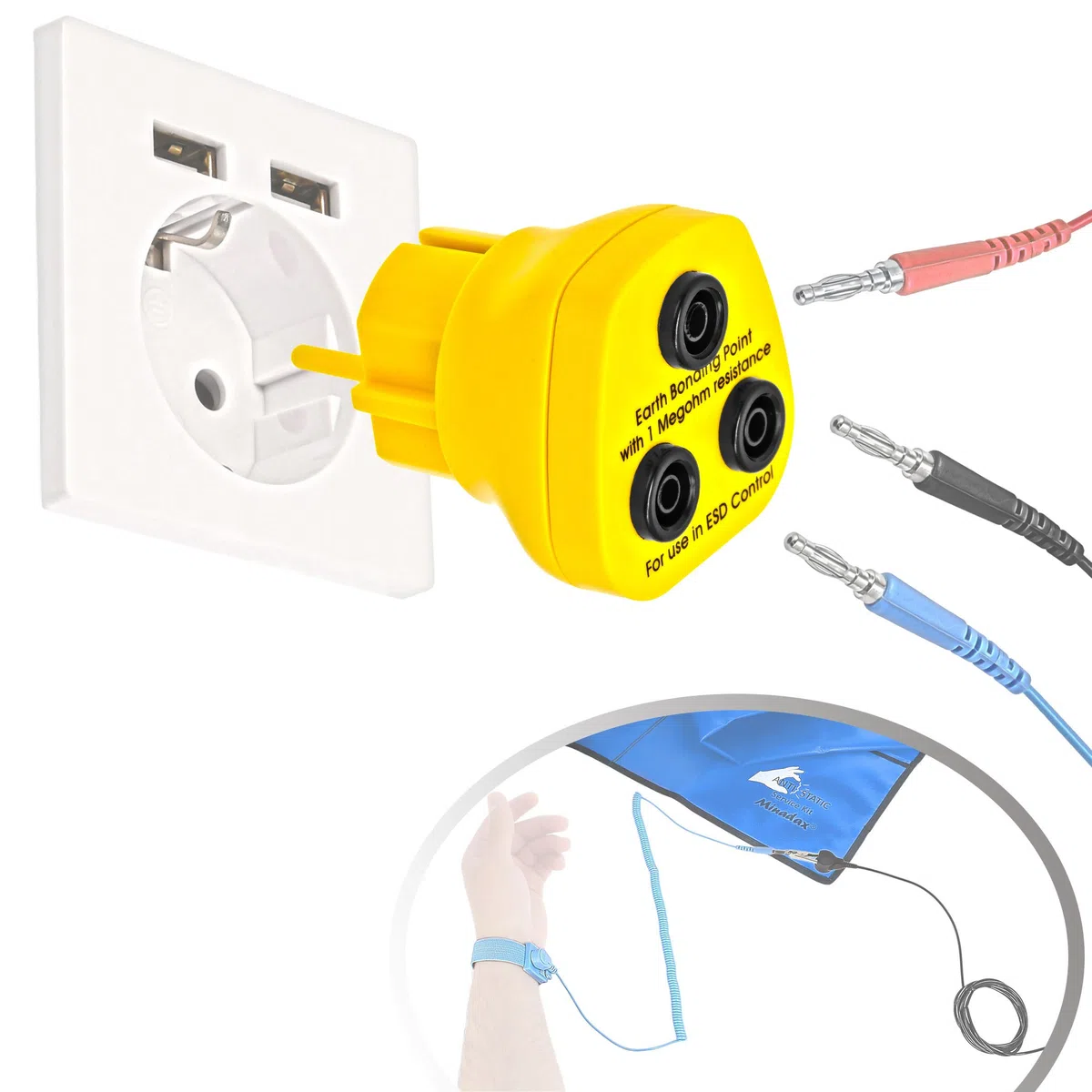 Tierra Diseño Piedra – EBP – Innovador Protección ESD – antiestáticos de schutzkontaktstecker – En Alemán de enchufes estándar – 3 x 4 mm Plátano de enchufe hembra