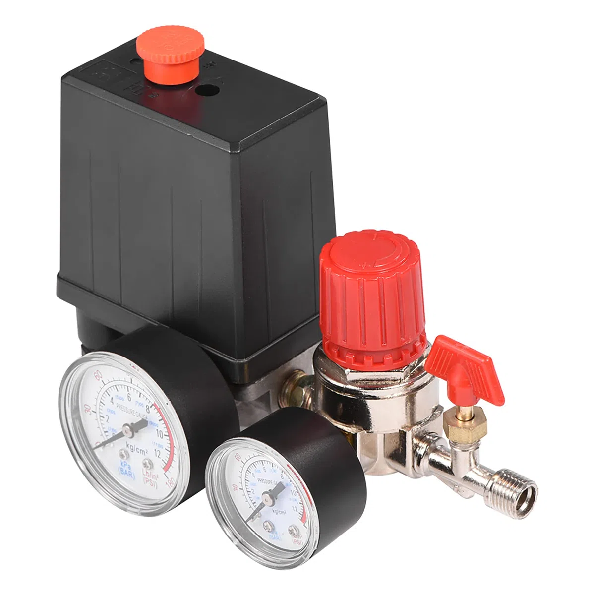 Artillery Pressostat De Compresseur D'air, Compresseur D'air Durable Régulateur De Soupape De Commande De Pressostat De Compresseur D'air De Petite Taille Avec Manomètres Pour Une Décompression Rapide