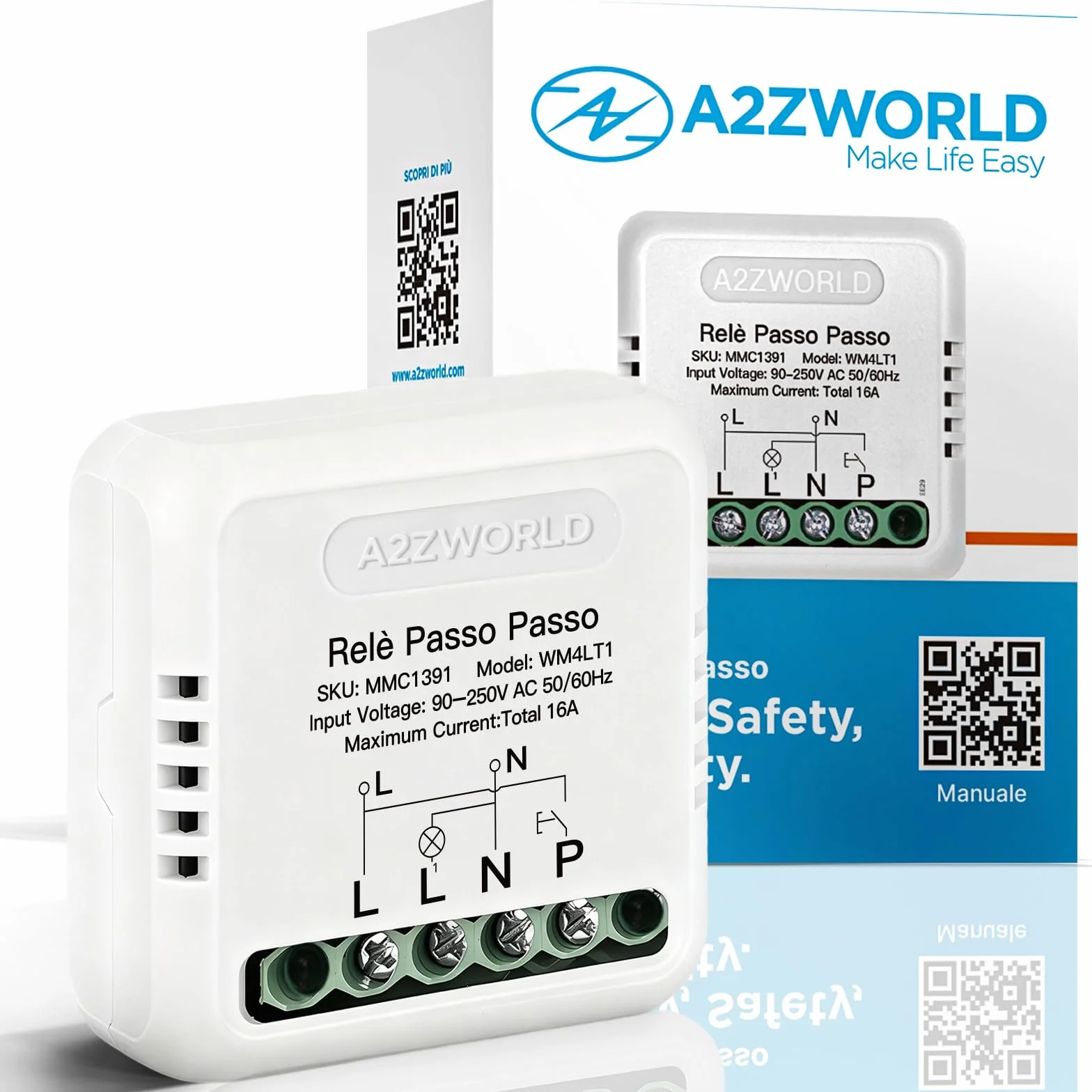 Relé Paso a Paso Electrónico Silencioso 230V 16A, Step Impulse Relay Con Memoria para Iluminación, Encapsulado Compacto 40x40x18mm, IP20, 1 Contacto NA, Controlable desde Múltiples Pulsadores