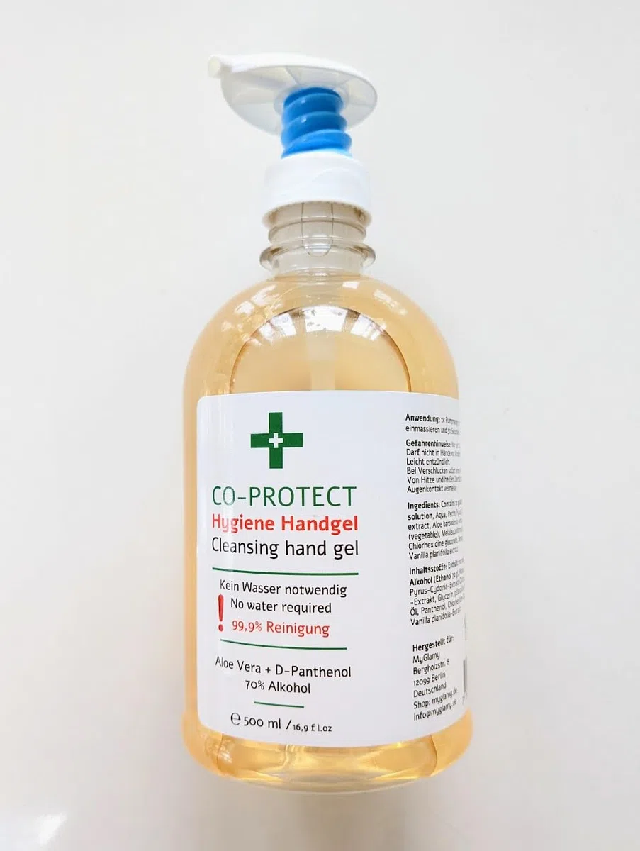 5 botes de 500 ml de gel de manos de CO-Protect, con aloe vera + glicerina + 70% alcohol (etanol) + hermoso aroma.