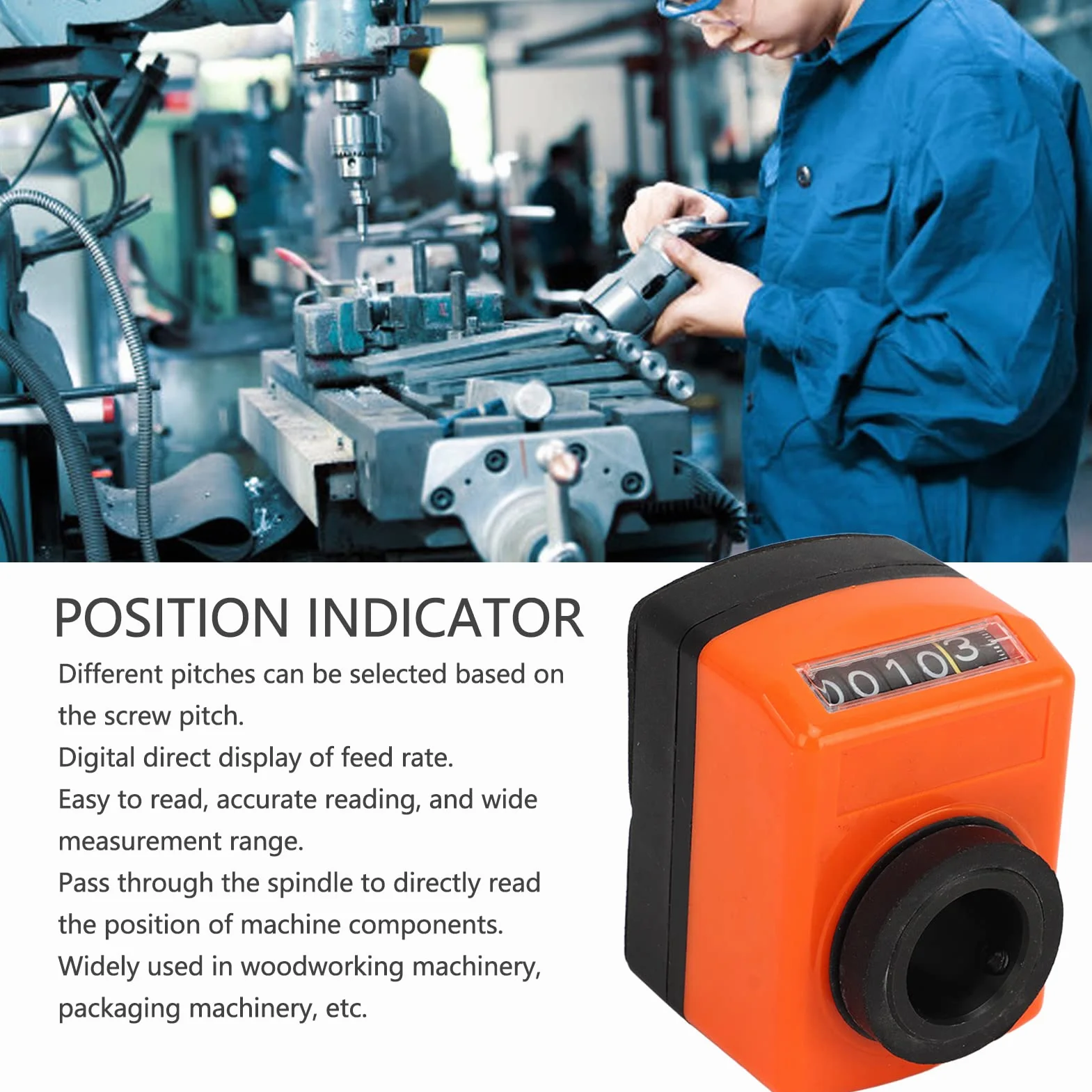 Indicador de posición digital Indicador de posición del contador de alimentación del eje Accesorio de torno Alta precisión para equipos de máquinas industriales