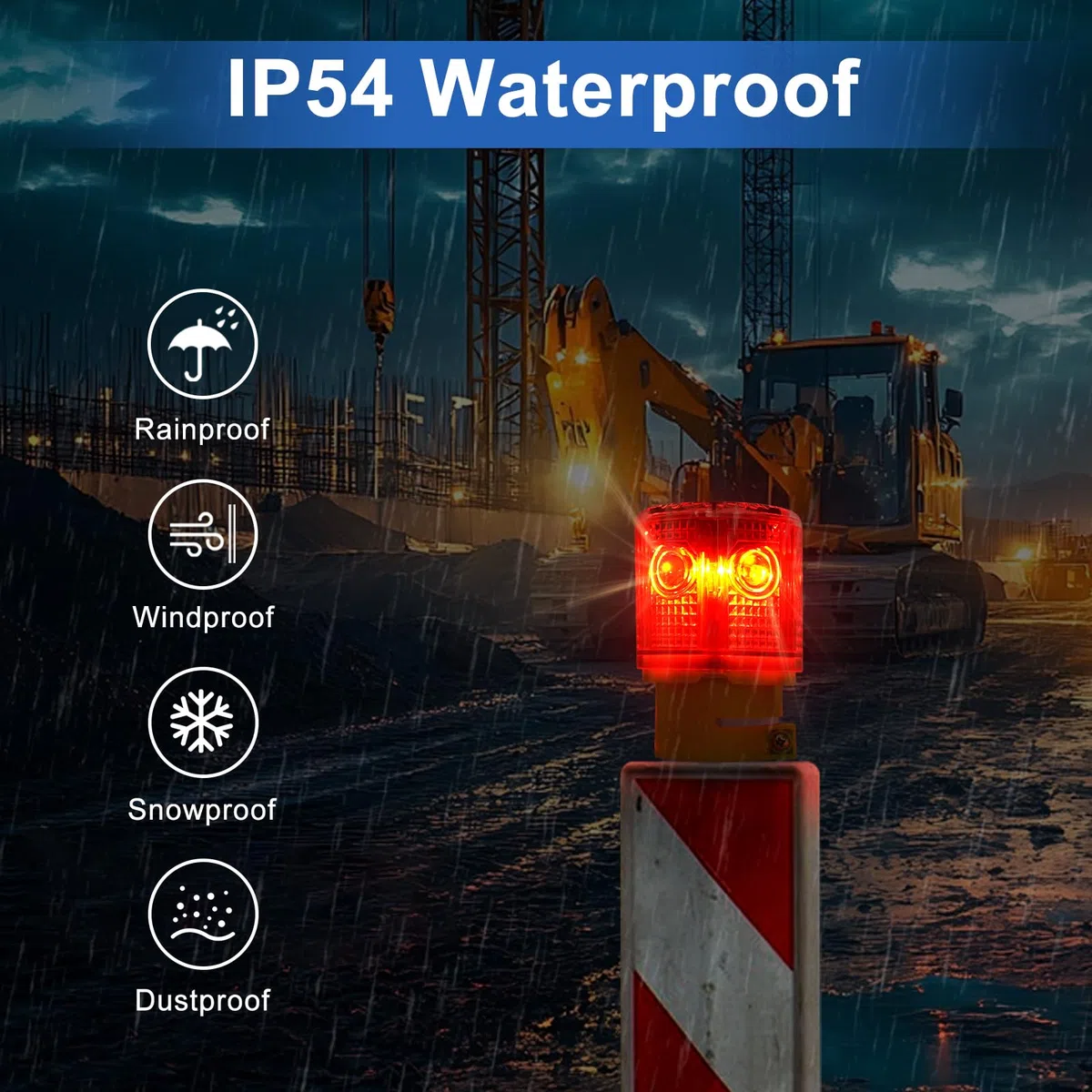 Aolyty Luz de Advertencia, Solar Intermitente Ráfaga LED Luz, Superbrillante de 360 grados, IP45 Impermeable, Luz Solar Estroboscópica para Emergencia (Rojo)