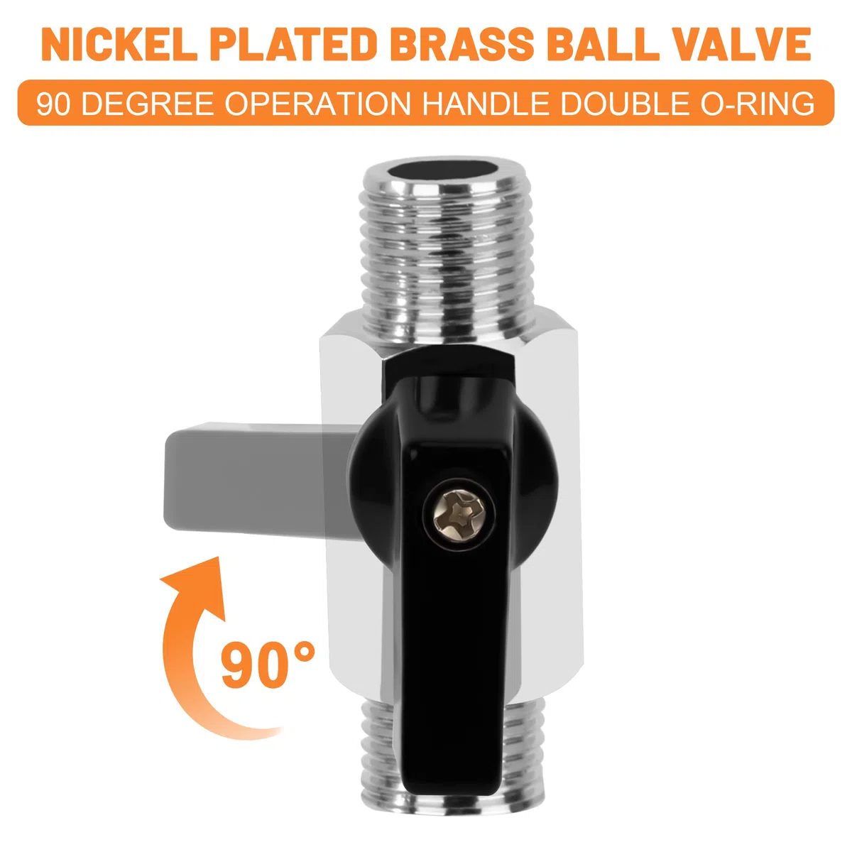 Válvula de Bola, 2 Piezas Válvula de Cierre Cromado de 1/2" Macho x 1/2" Macho, Mini Válvula de Bola de Latón para Agua, Petróleo, Riego de Jardines