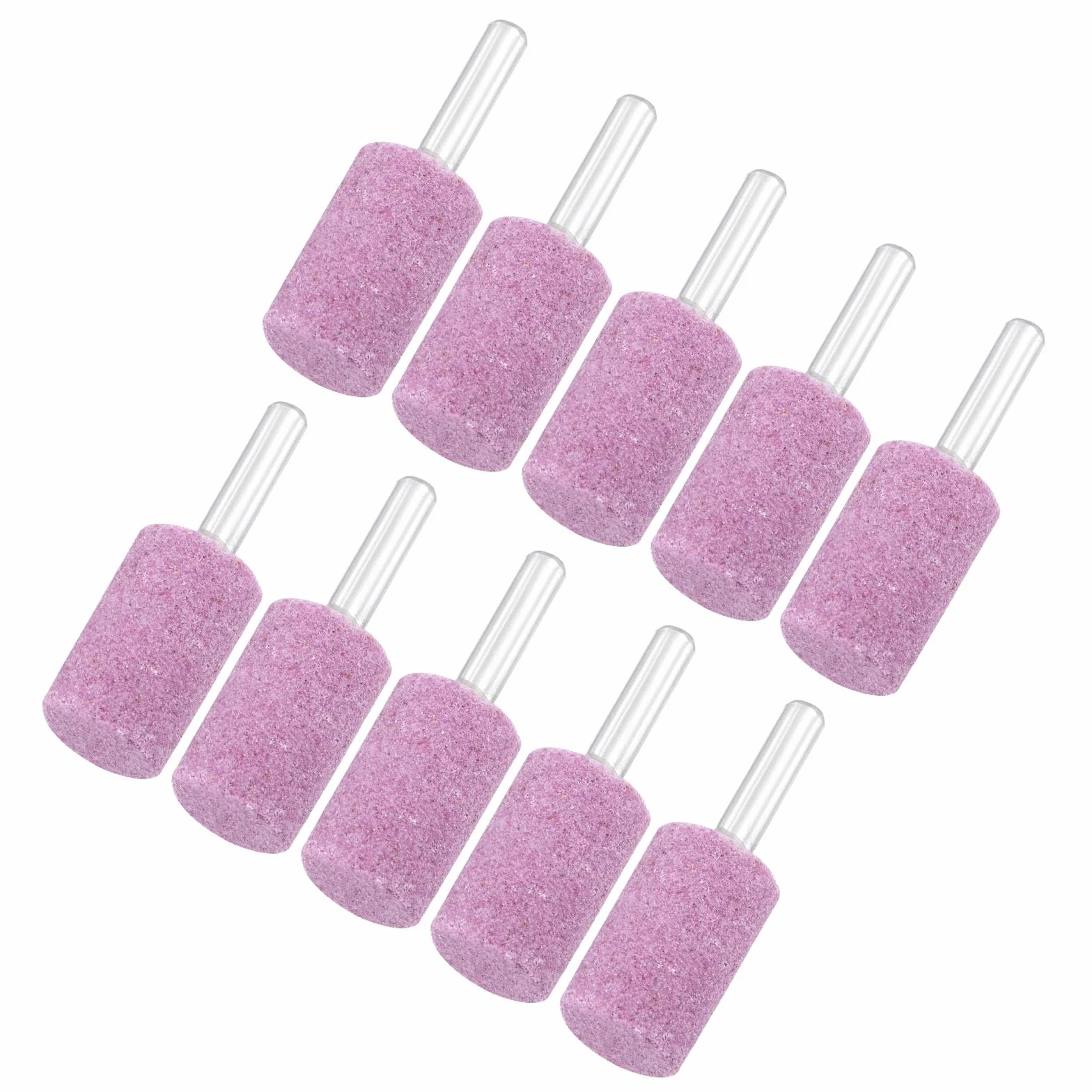 M METERXITY Juego De 10 Piedras De Esmerilado Montadas Abrasivas, Vástago De 1/4 Pulgada (6mm) Piedras De Óxido, Diámetro De 0.63 Pulgadas (16mm) Cilindro 80 Grits [Rosa]