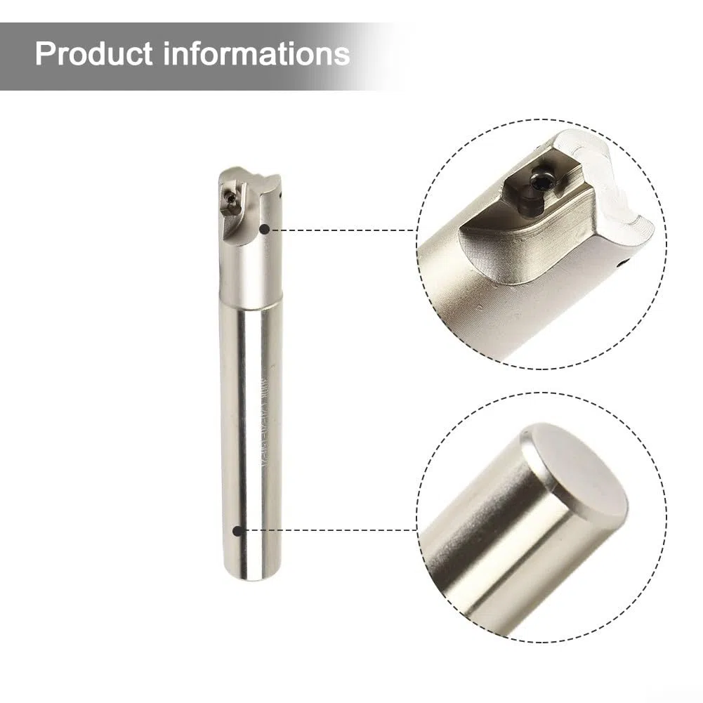 10 fresas de cara indexable D20mm con inserciones de carburo APMT1135, fresa de extremo de 2 flautas de 90 grados, herramienta de precisión de 150 mm de longitud para mecanizado CNC y