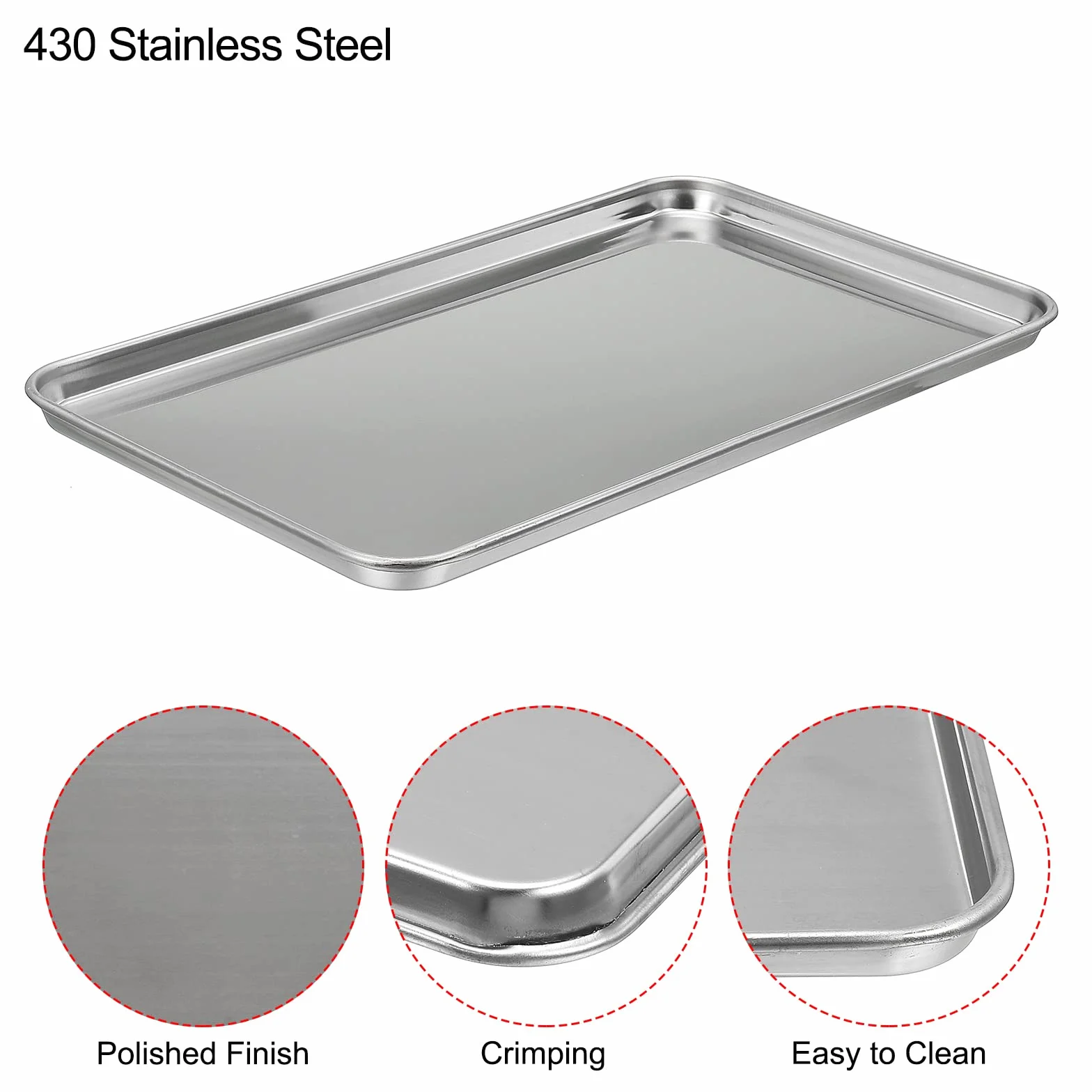 PATIKIL 430 Inoxidable Acero Bandeja, 26,5x15,5cm Rectangular Plano Tipo Laboratorio Instrumento Herramienta