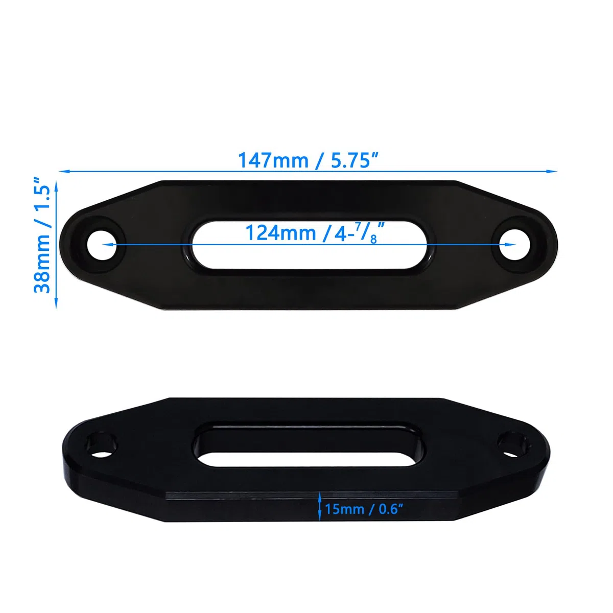 Young Wolf Pasacables Hawse de aluminio para ATV/UTV de 2000 a 13000 libras, montaje de cabrestante brillante (negro) (124 mm)