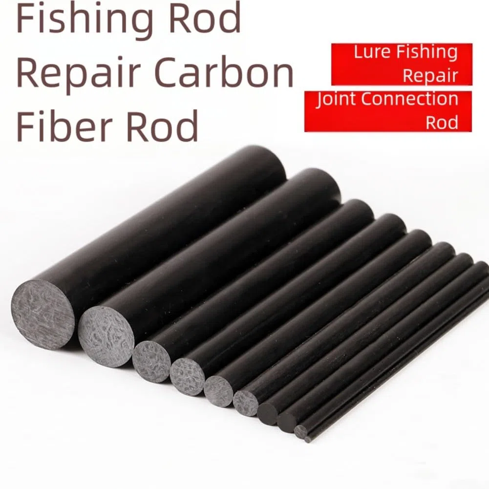 Kit de reparación de caña de pescar, tubo de fibra de carbono de 1 mm a 10 mm de diámetro por 10 cm de longitud para soluciones de fijación de caña rota (kit1)
