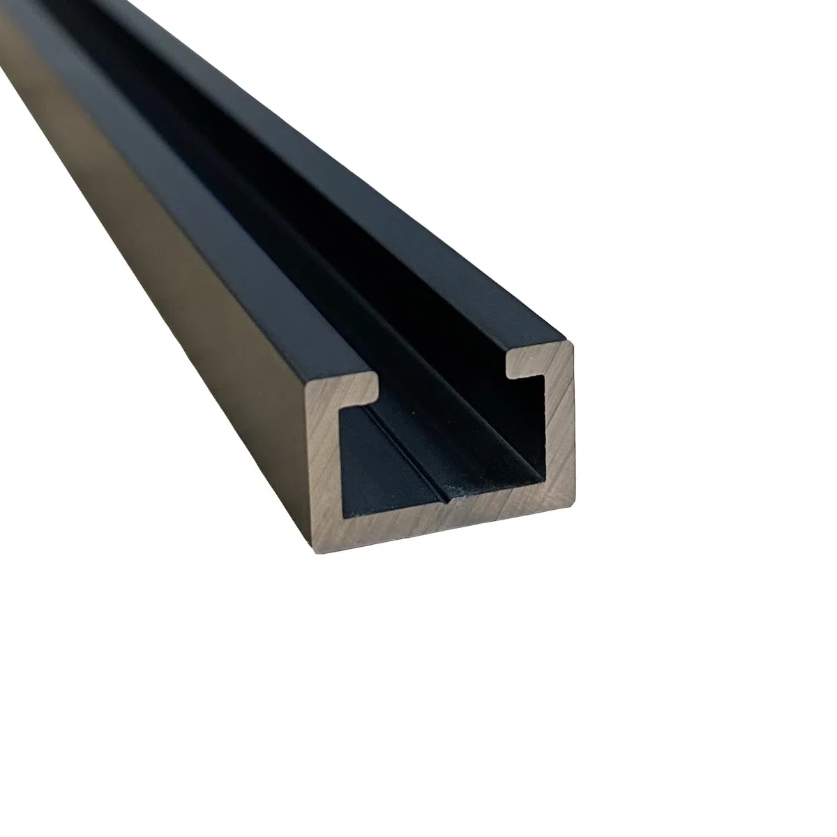 Perfil C de aluminio Black Edition 1,5 m, apto para tornillo M8 anodizado, perfil C negro, 17 x 11 mm