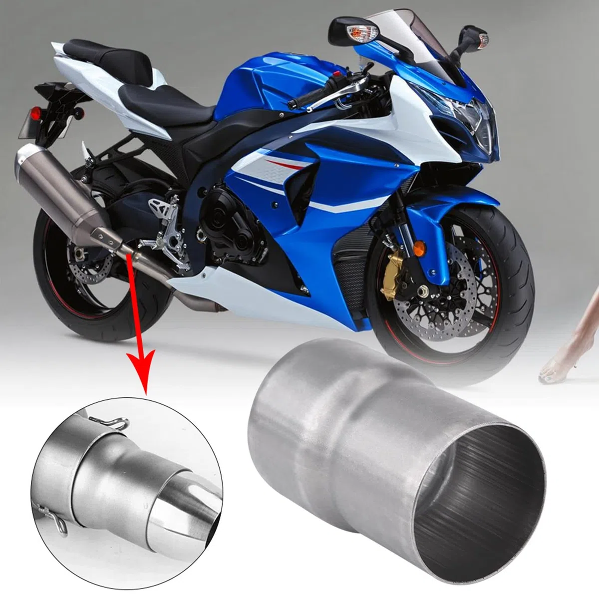 Reductor de Escape de 51 Mm a 60 Mm, Fácil Instalación Conector de Silenciador Universal, Alta Precisión para Tubo de Escape de Motocicleta, Ajuste Directo con Acabado Pulido