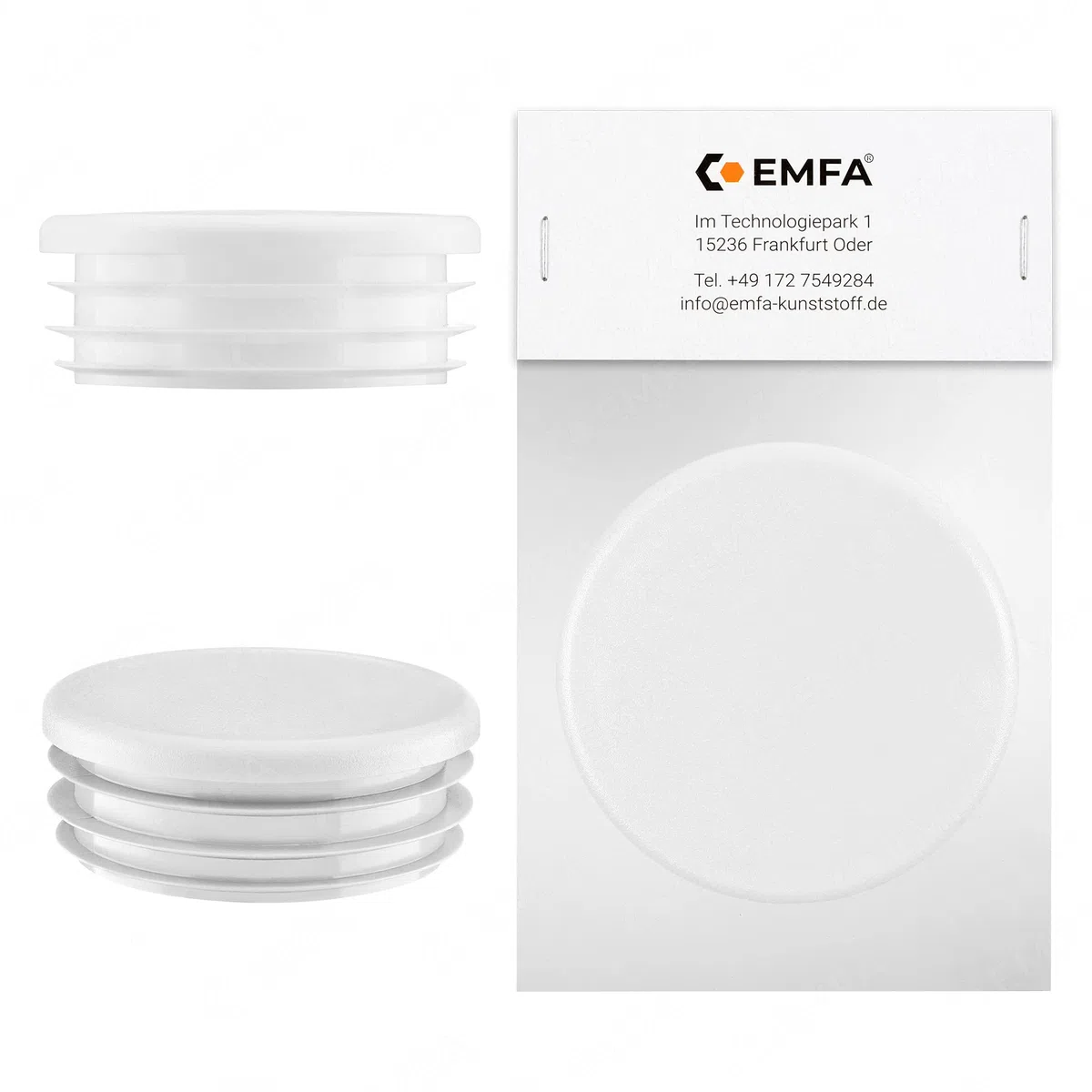 EMFA Tapa de Tubo Redonda Acanalada 120 mm Bianco - 1 Pieza de Plástico para Tubo de Acero - 12 cm